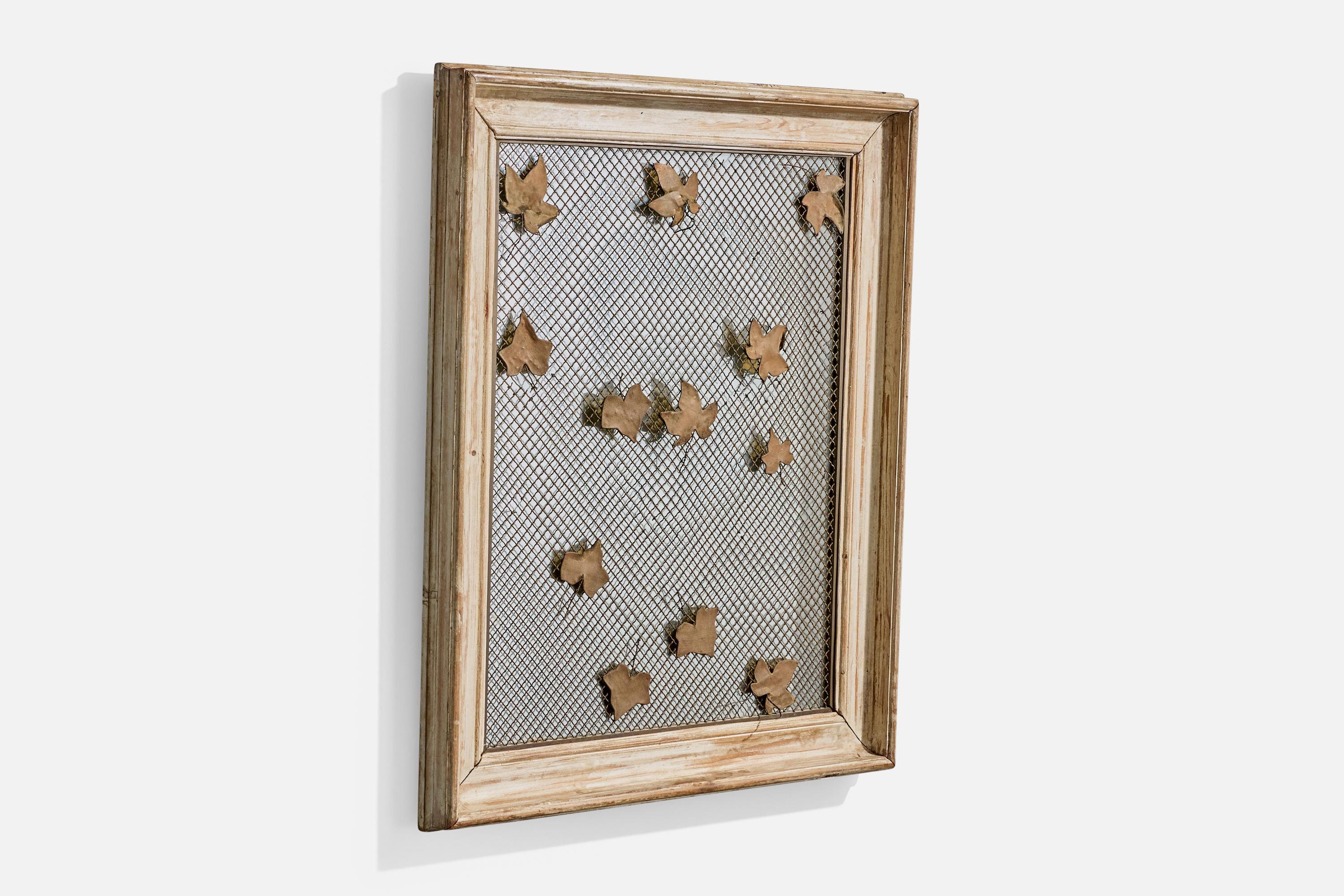 Mid-Century moderno Specchio da parete di design francese, Wood, Metallo, Francia, anni '40 in vendita
