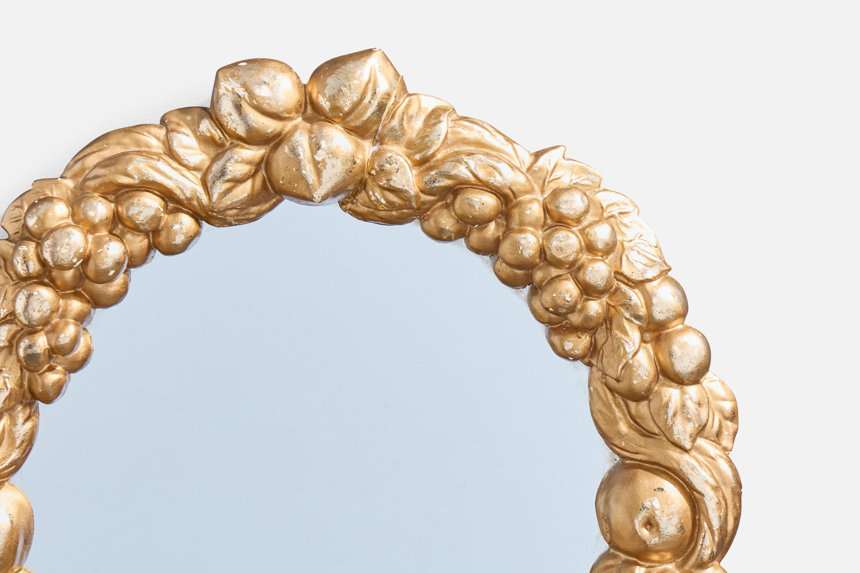 Specchio da parete di design francese, legno, gesso, Francia, anni '50 In condizioni buone in vendita a High Point, NC