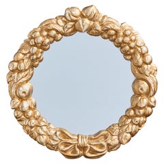 French Designer, Wall Mirror, Wood, Plaster, France, 1950s