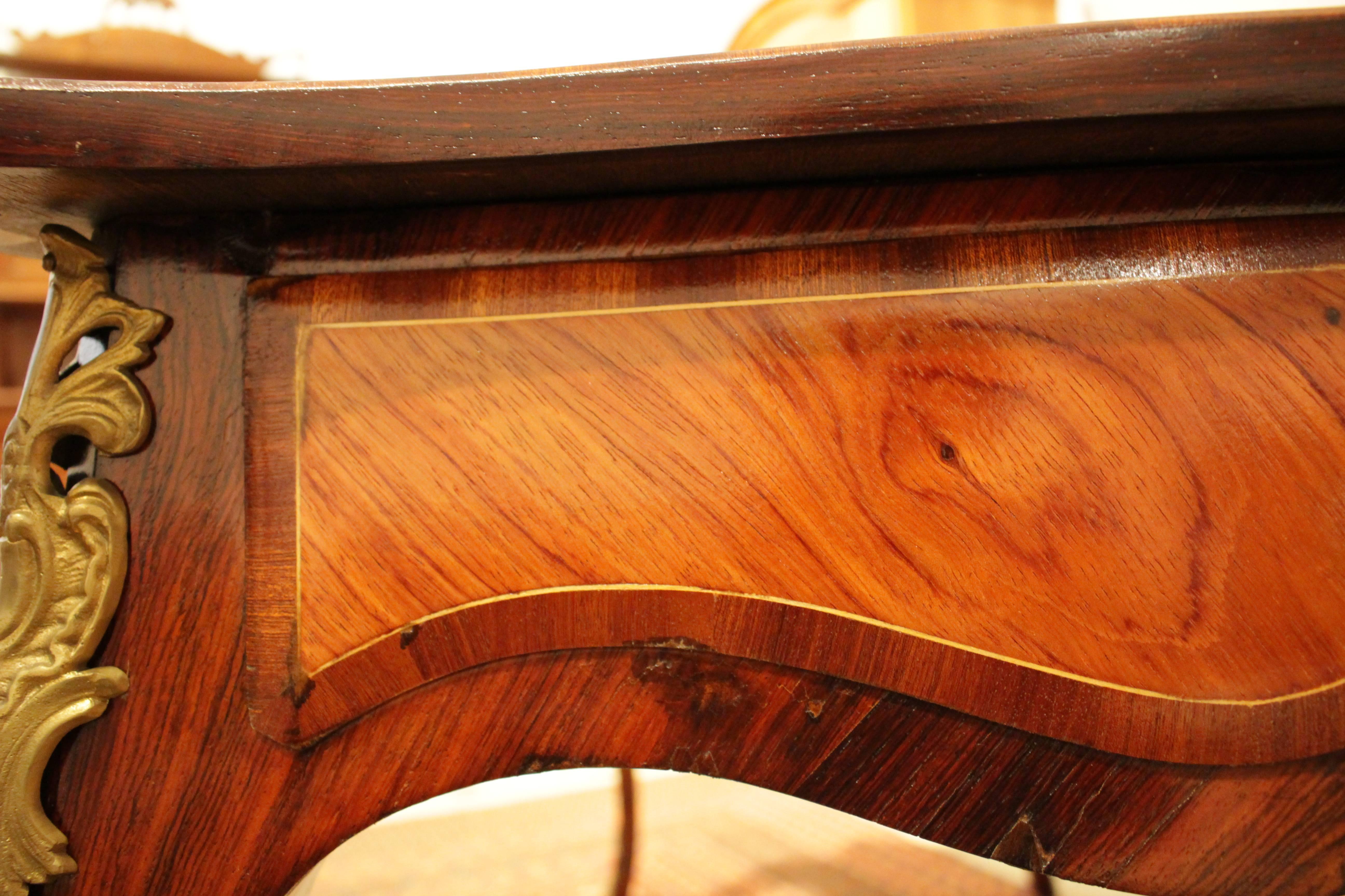 French Desk Bureau Plat in the Louis XV Style with Marquetry of Fruitwood 3