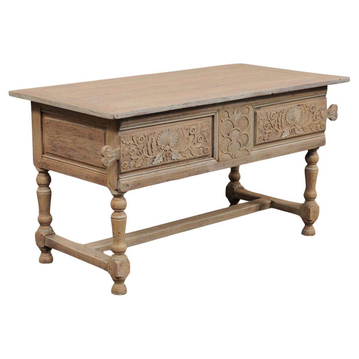 French Desk Carved Motif on Front Panel, 19th C. For Sale