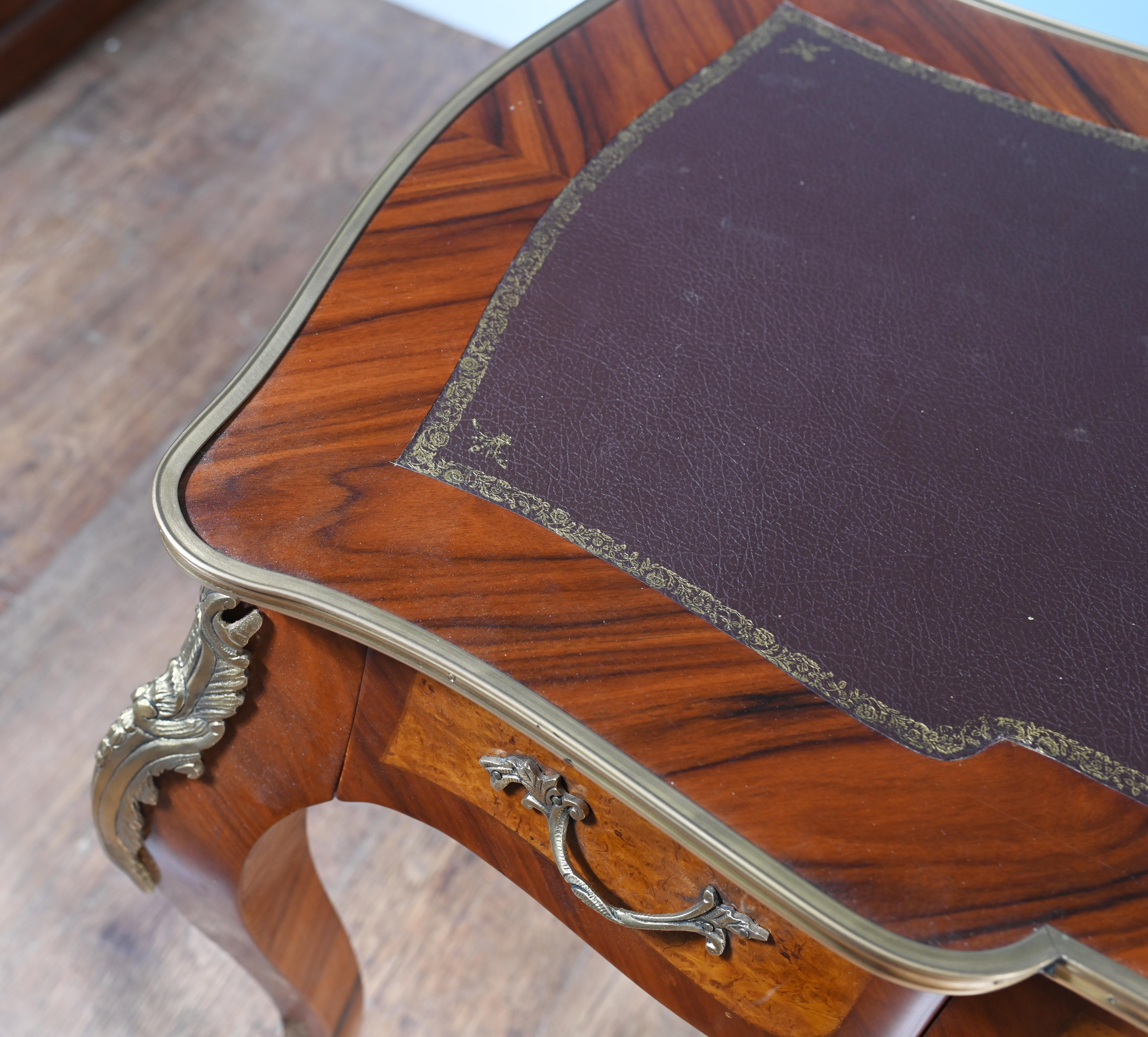 Late 20th Century French Desk Empire Bureau Plat Kingwood For Sale