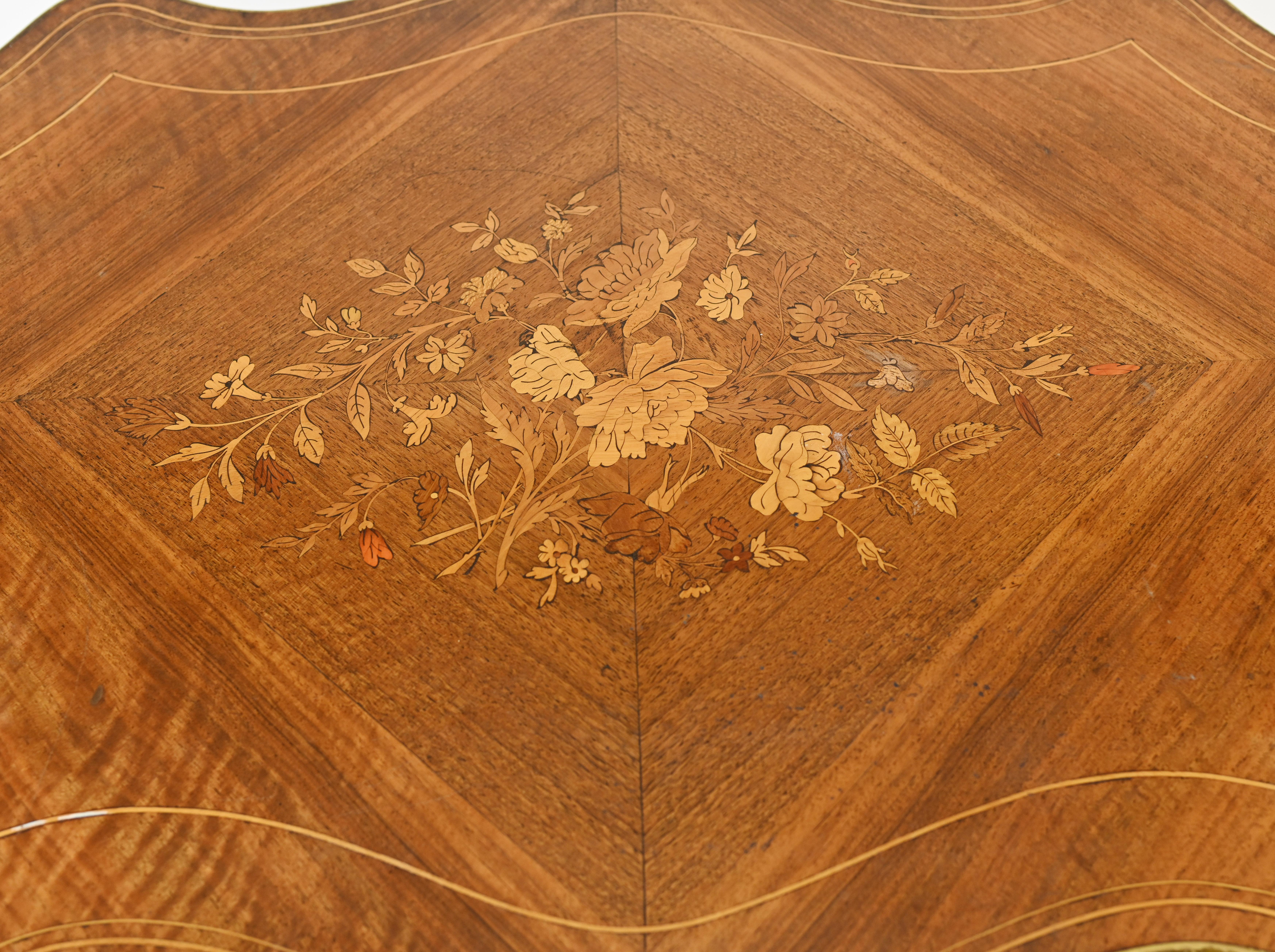Late 19th Century French Desk Empire Centre Table Marquetry Inlay For Sale