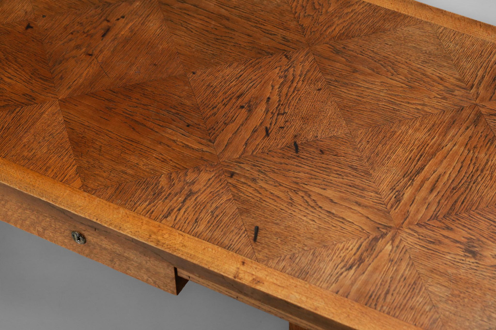 French Desk from the 1950s in Solid Oak in Style of Charles Dudouyt 7