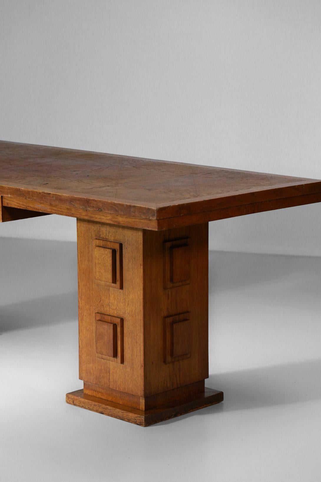 French Desk from the 1950s in Solid Oak in Style of Charles Dudouyt 2