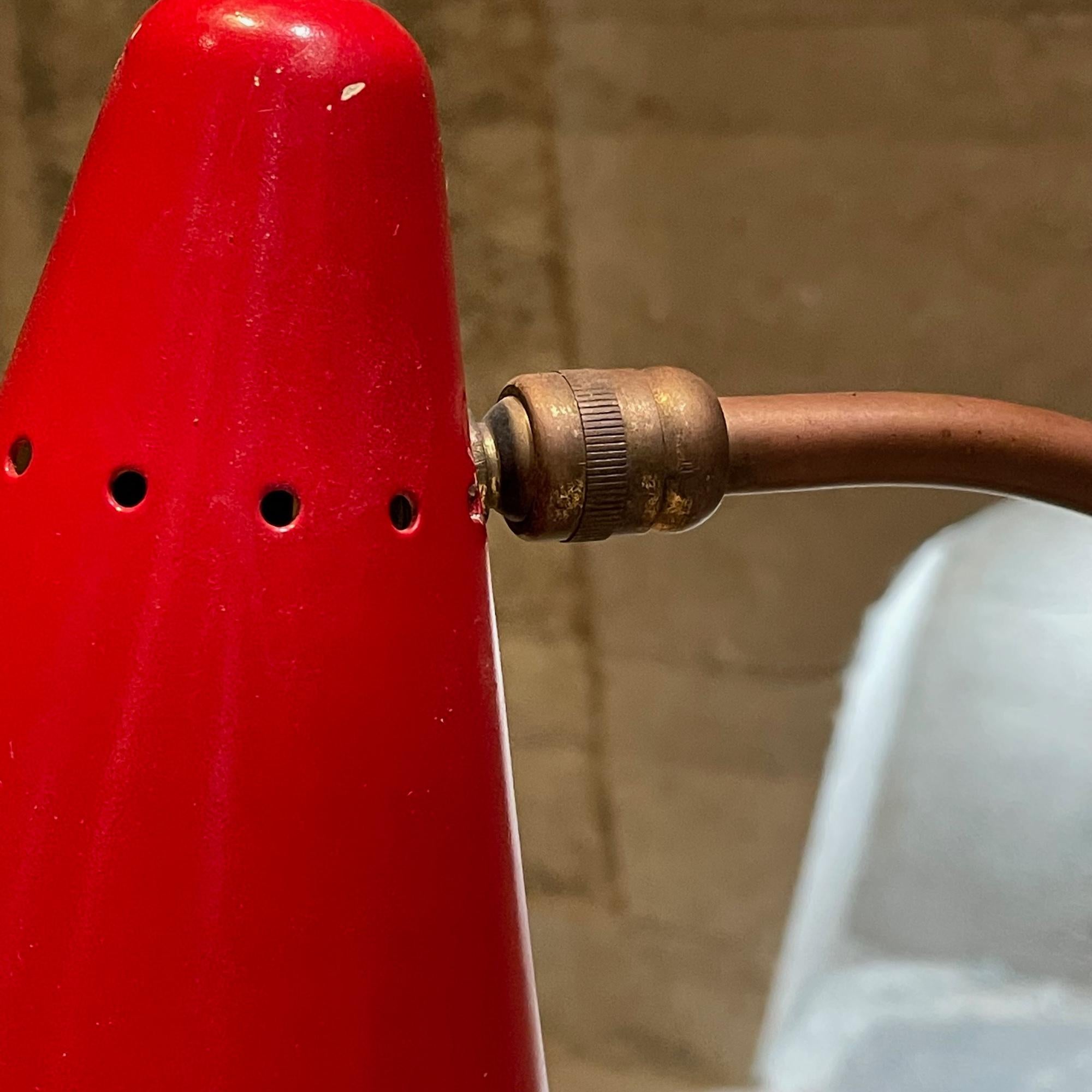 1950s French Desk Lamp Red Perforated Cone France 3