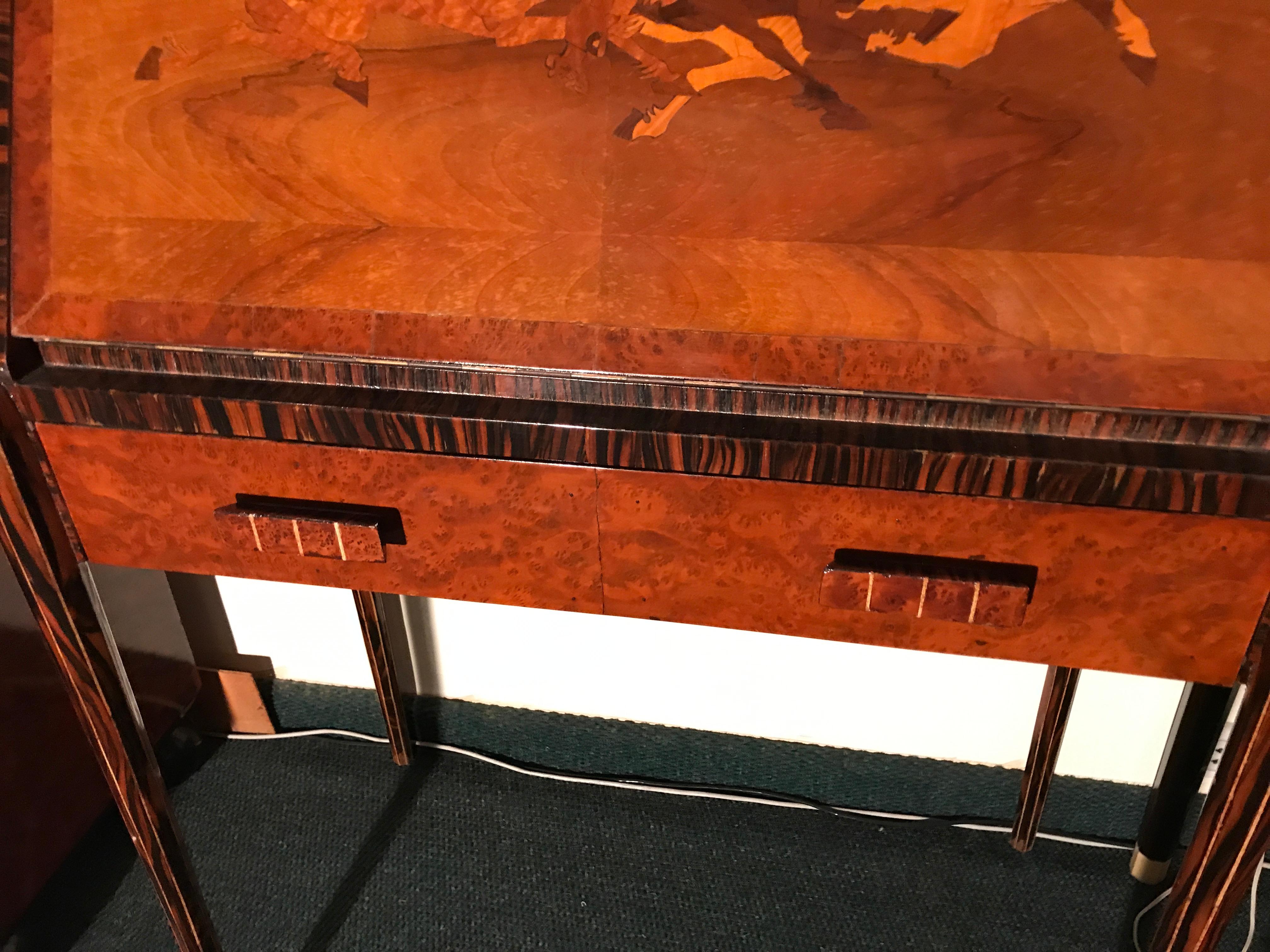 French Desk with Horses in Wood, 1920 For Sale 5