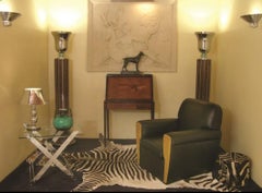 French Desk with Horses in Wood, 1920, Art Deco