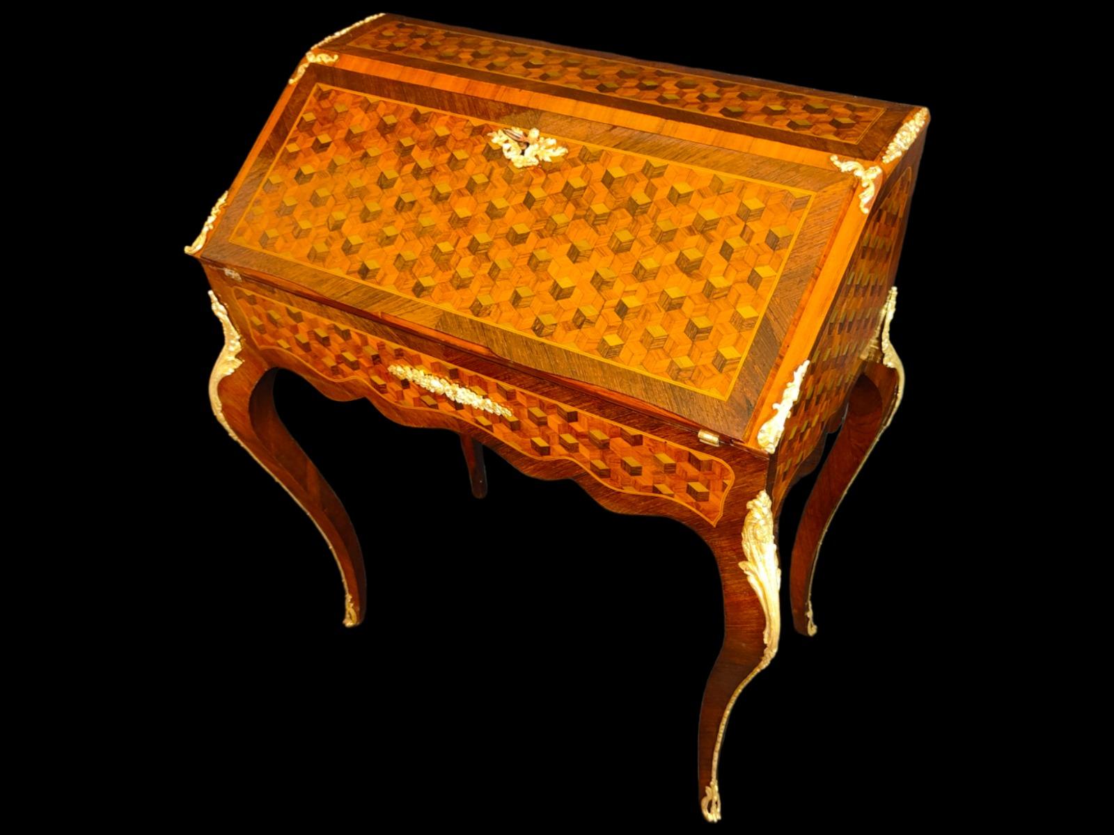 FRENCH DESK WITH XIX CENTURY MARQUETRY ELEGANT 19th CENTURY  For Sale 3