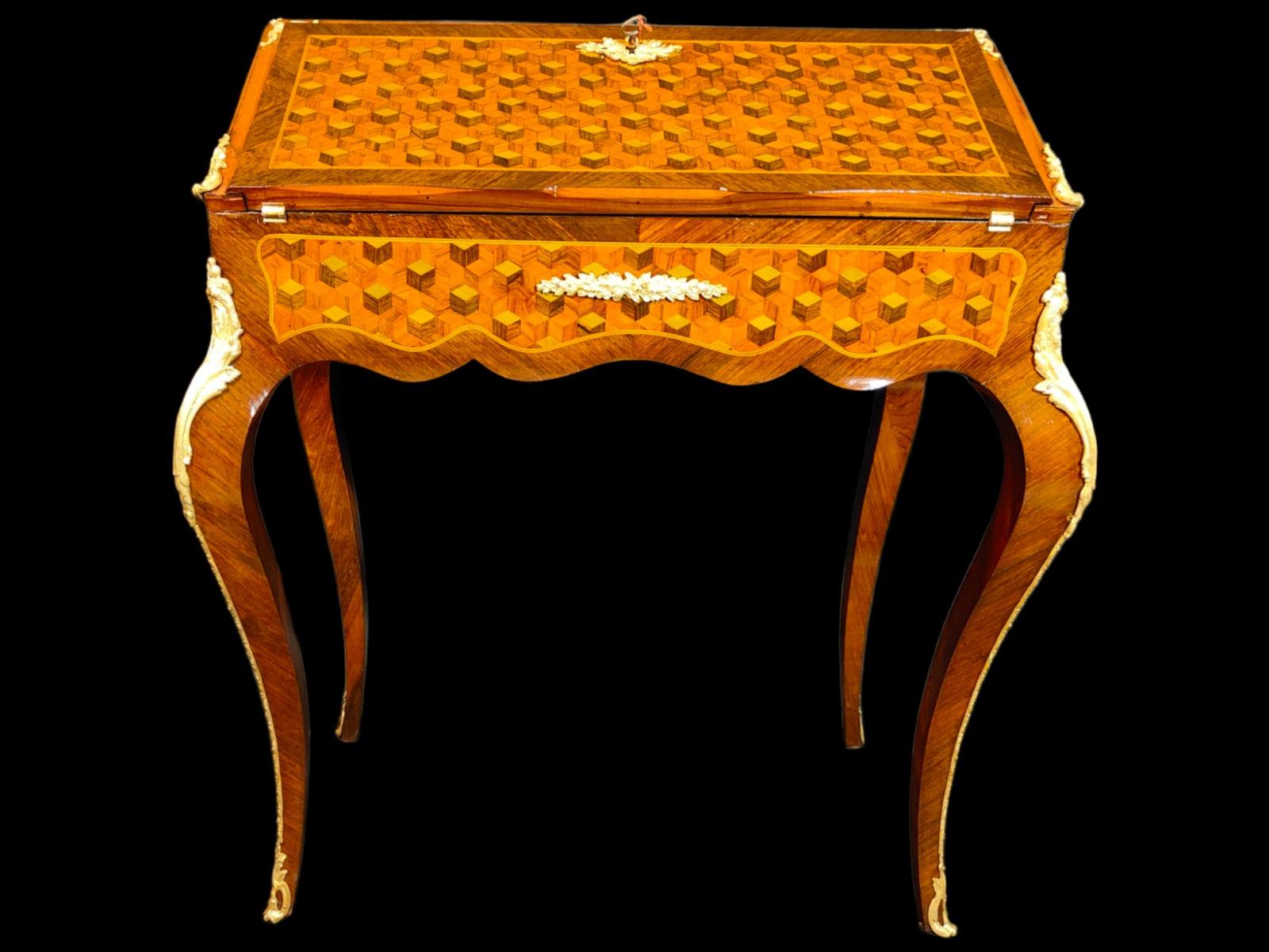 FRENCH DESK WITH XIX CENTURY MARQUETRY ELEGANT 19th CENTURY  For Sale 4