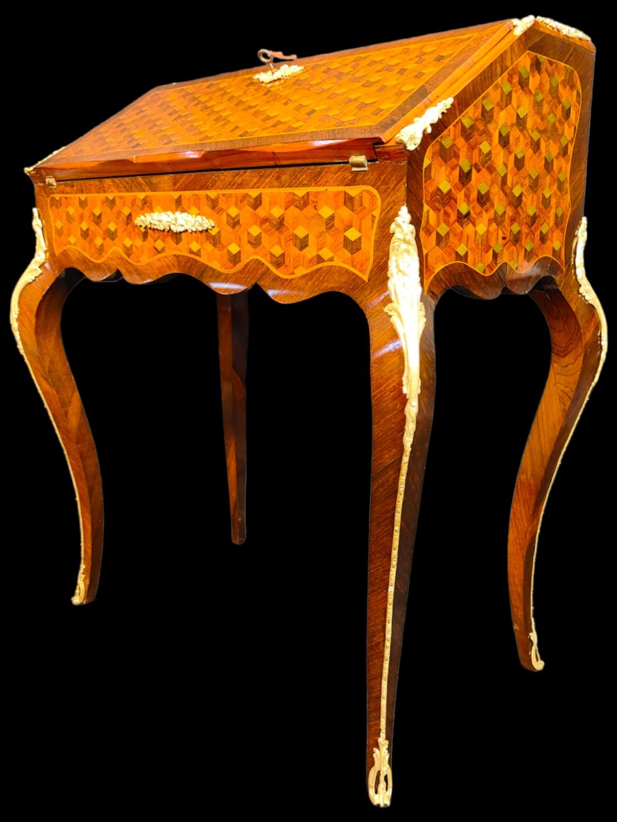 FRENCH DESK WITH XIX CENTURY MARQUETRY ELEGANT 19th CENTURY  For Sale 2