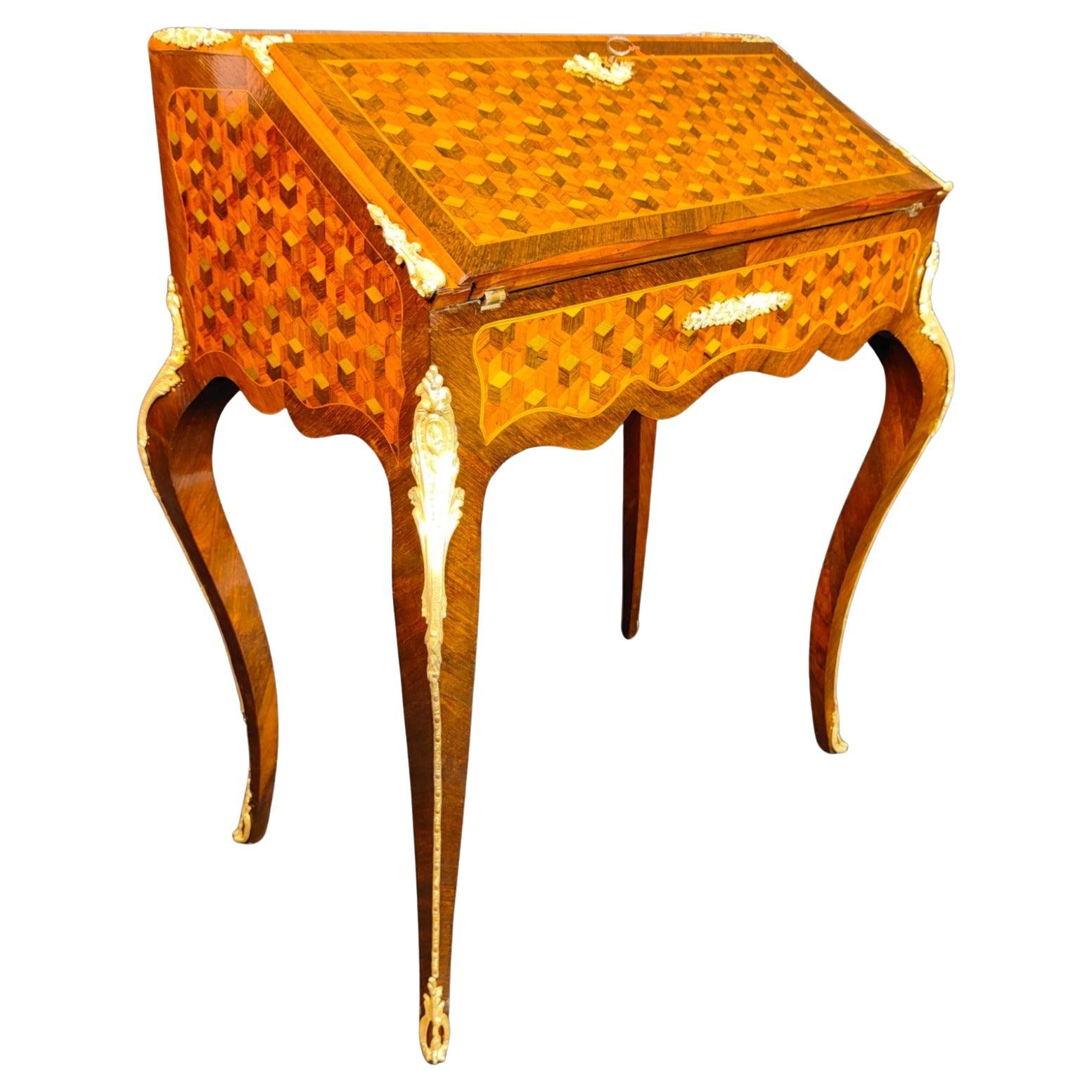 FRENCH DESK WITH XIX CENTURY MARQUETRY ELEGANT 19th CENTURY 
