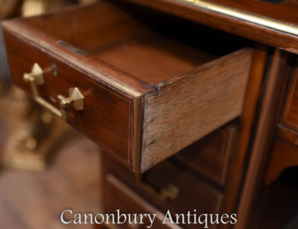 French Desks = Antique Empire Knee Hole Bureau Desk, 1890 In Good Condition For Sale In Potters Bar, GB