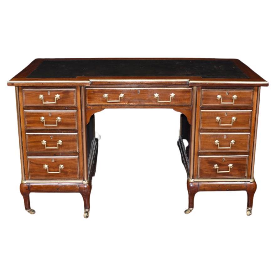 French Desks = Antique Empire Knee Hole Bureau Desk, 1890 For Sale