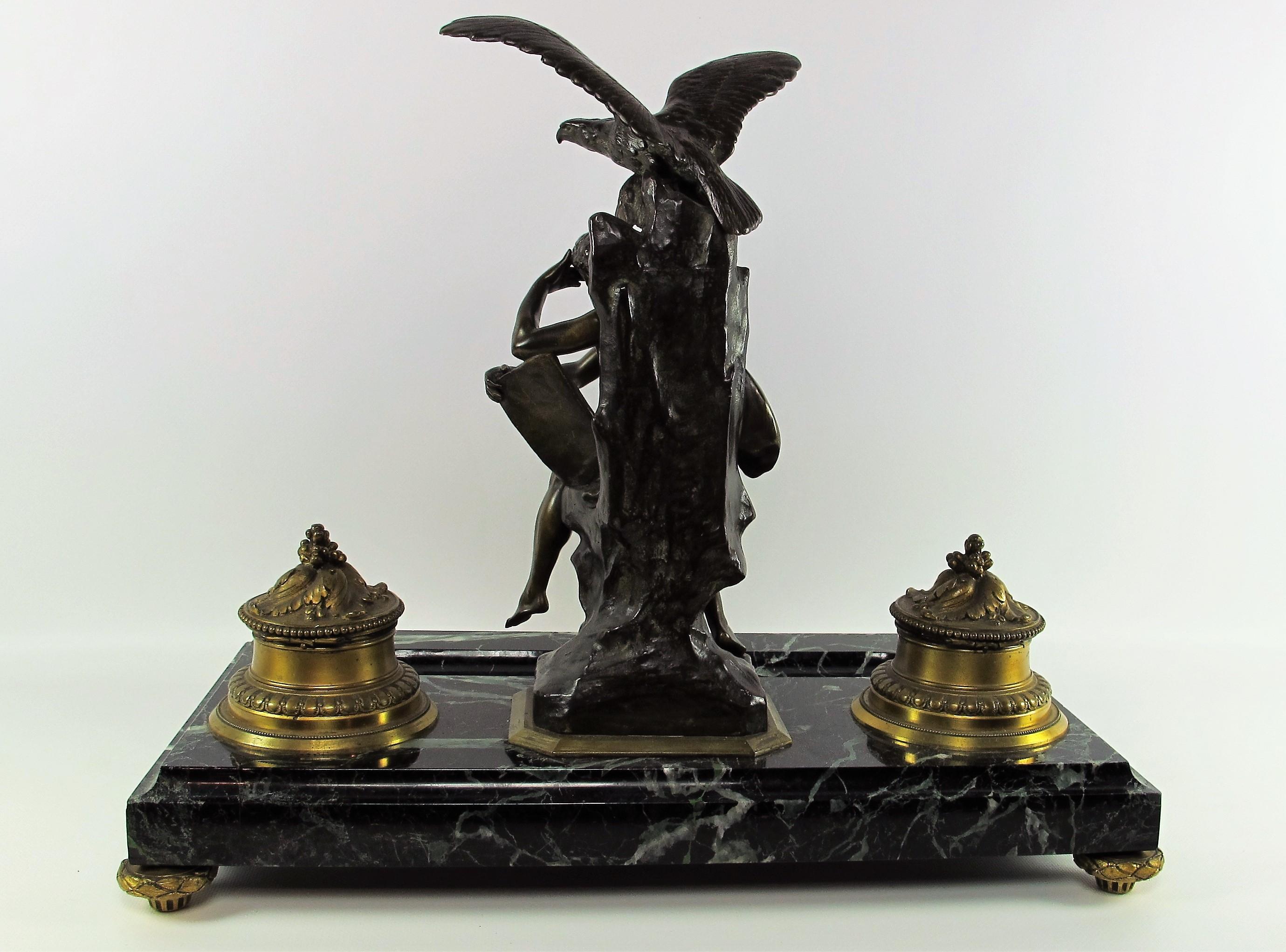 Bronzo Calamaio da tavolo francese raffigurante 