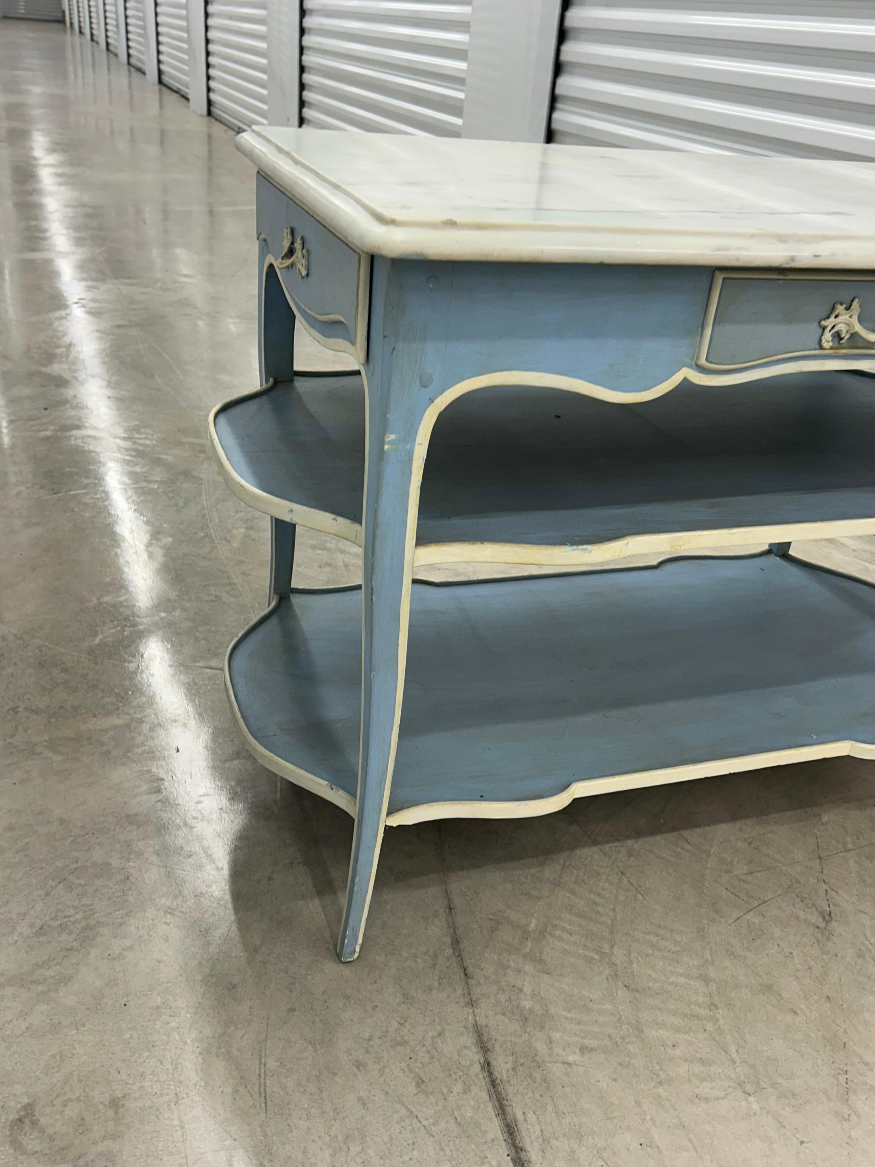 Rococo French dessert table in rococo style .. with marble top.. For Sale