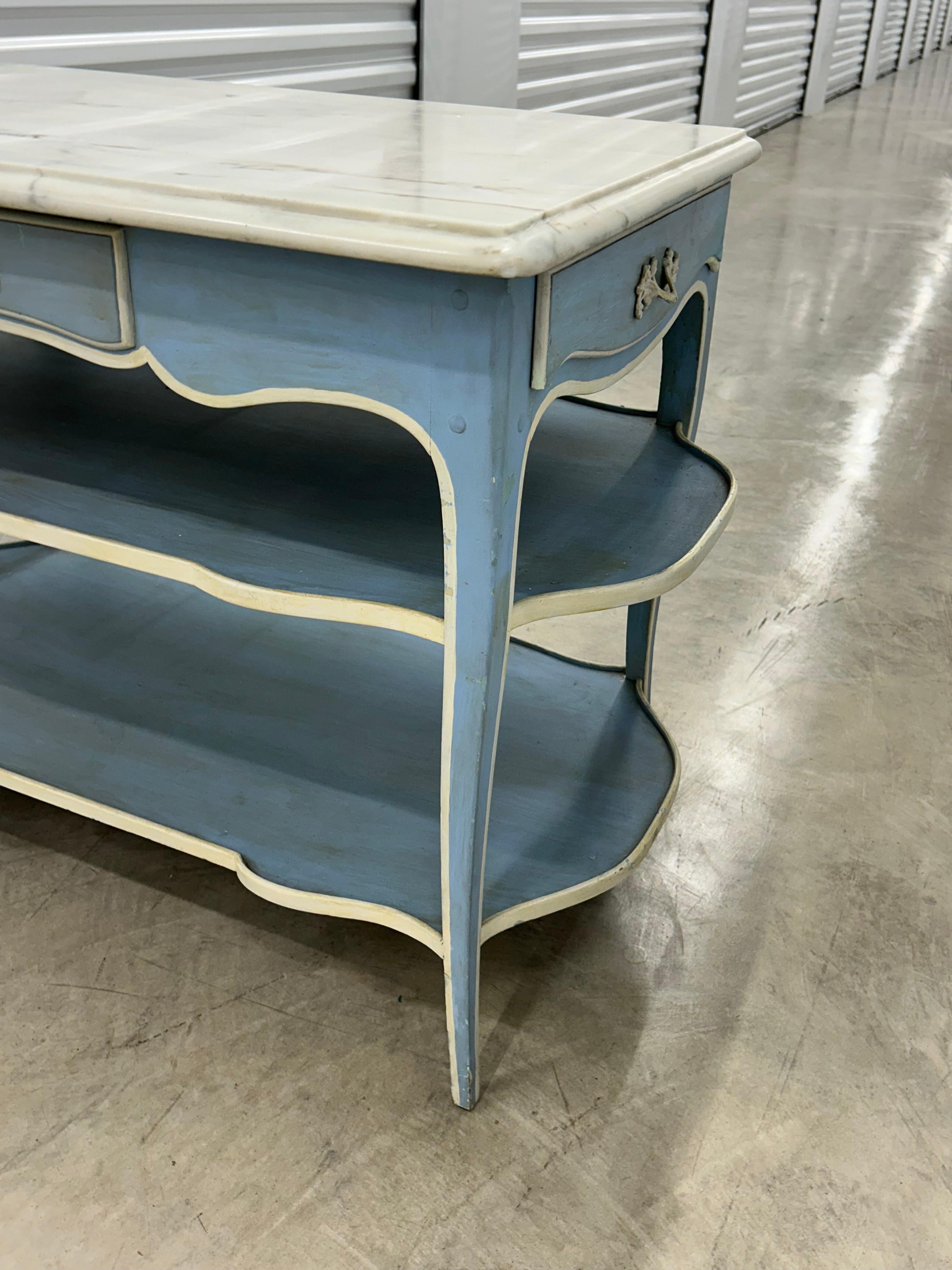 Hand-Crafted French dessert table in rococo style .. with marble top.. For Sale