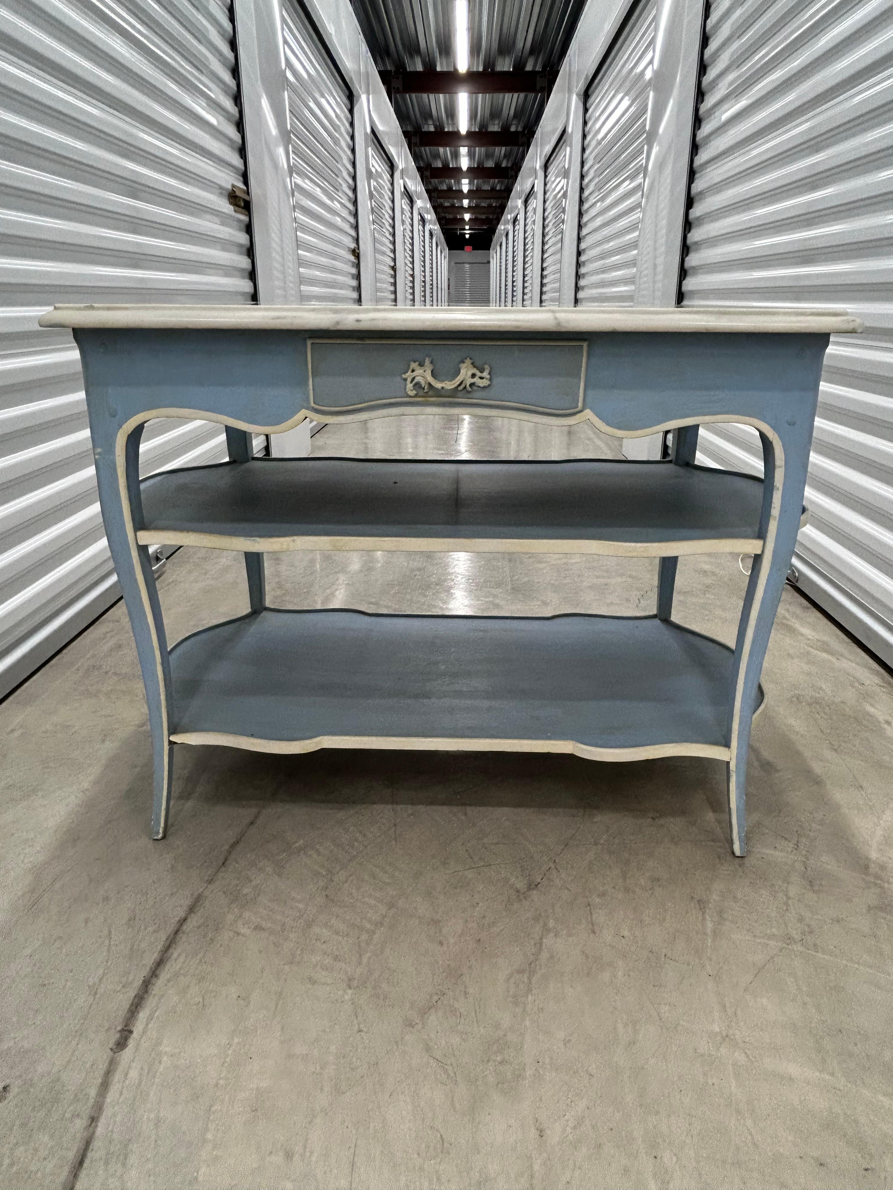 French dessert table in rococo style .. with marble top.. In Good Condition For Sale In West Palm Beach, FL