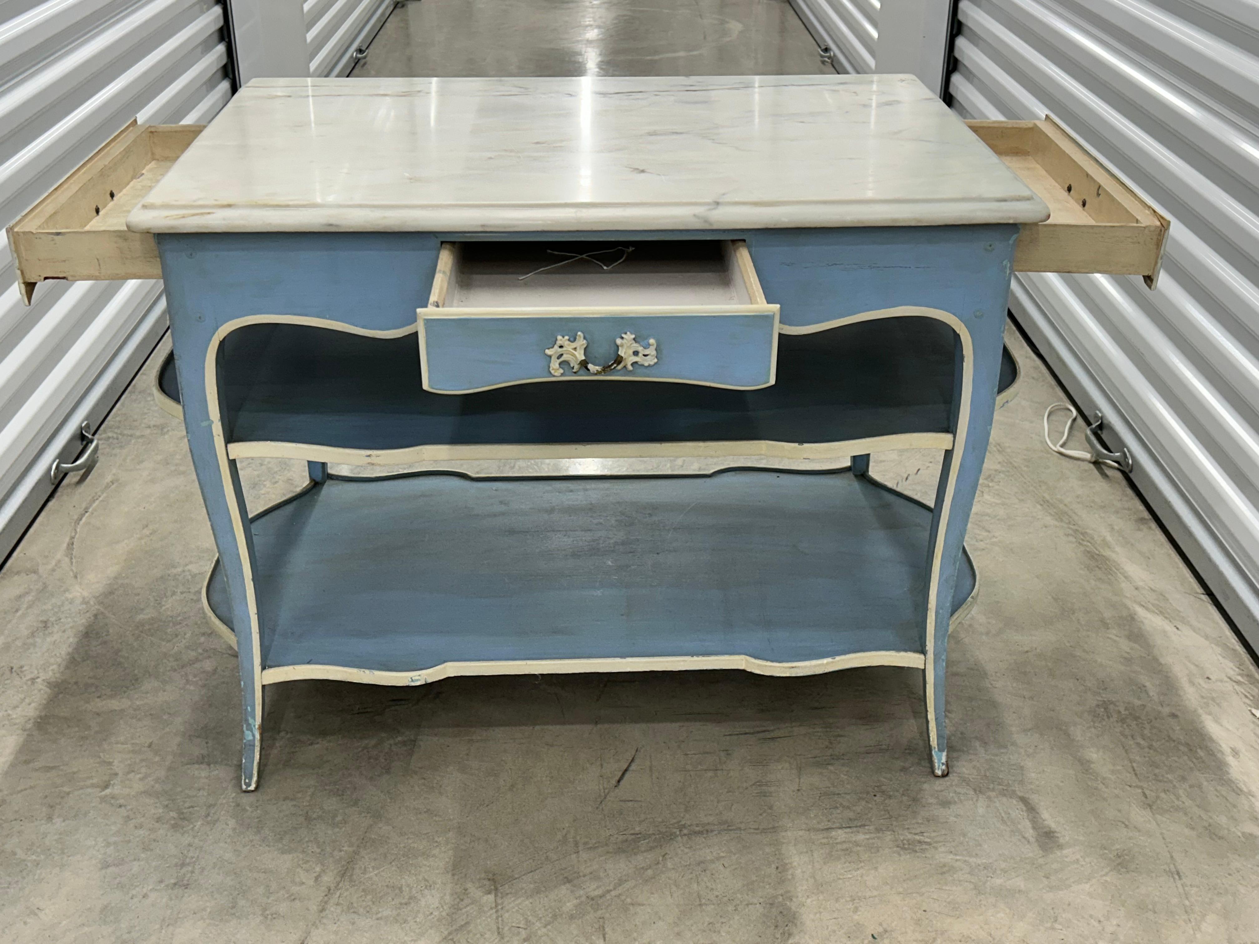 Mid-20th Century French dessert table in rococo style .. with marble top.. For Sale