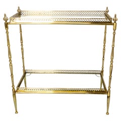 Vintage French Desserte Side Table Brass and Glass in the Jansen Style, circa 1940