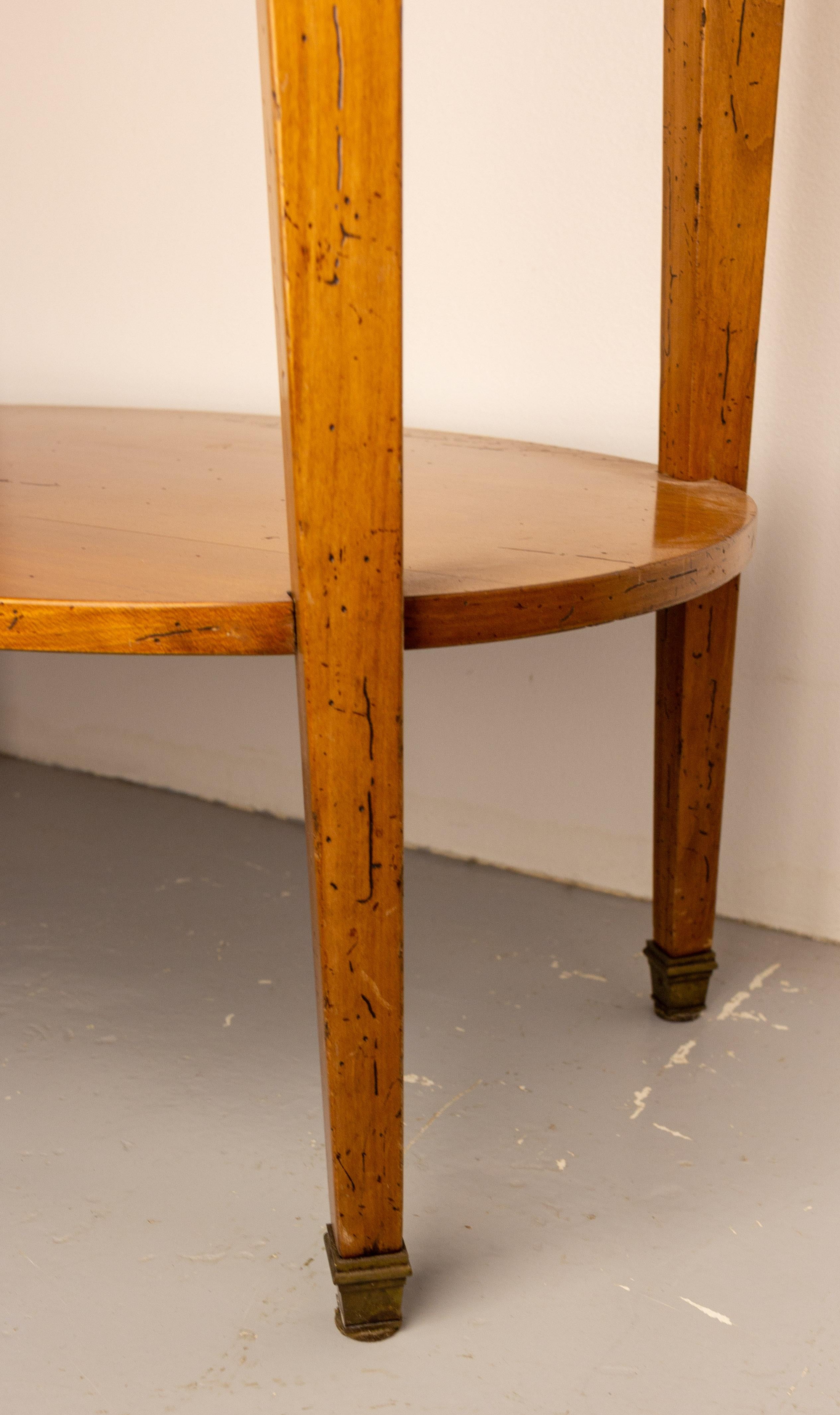 French Desserte Side Table Marble Top, Brass & Cherrywood Louis XVI st., c 1980 10