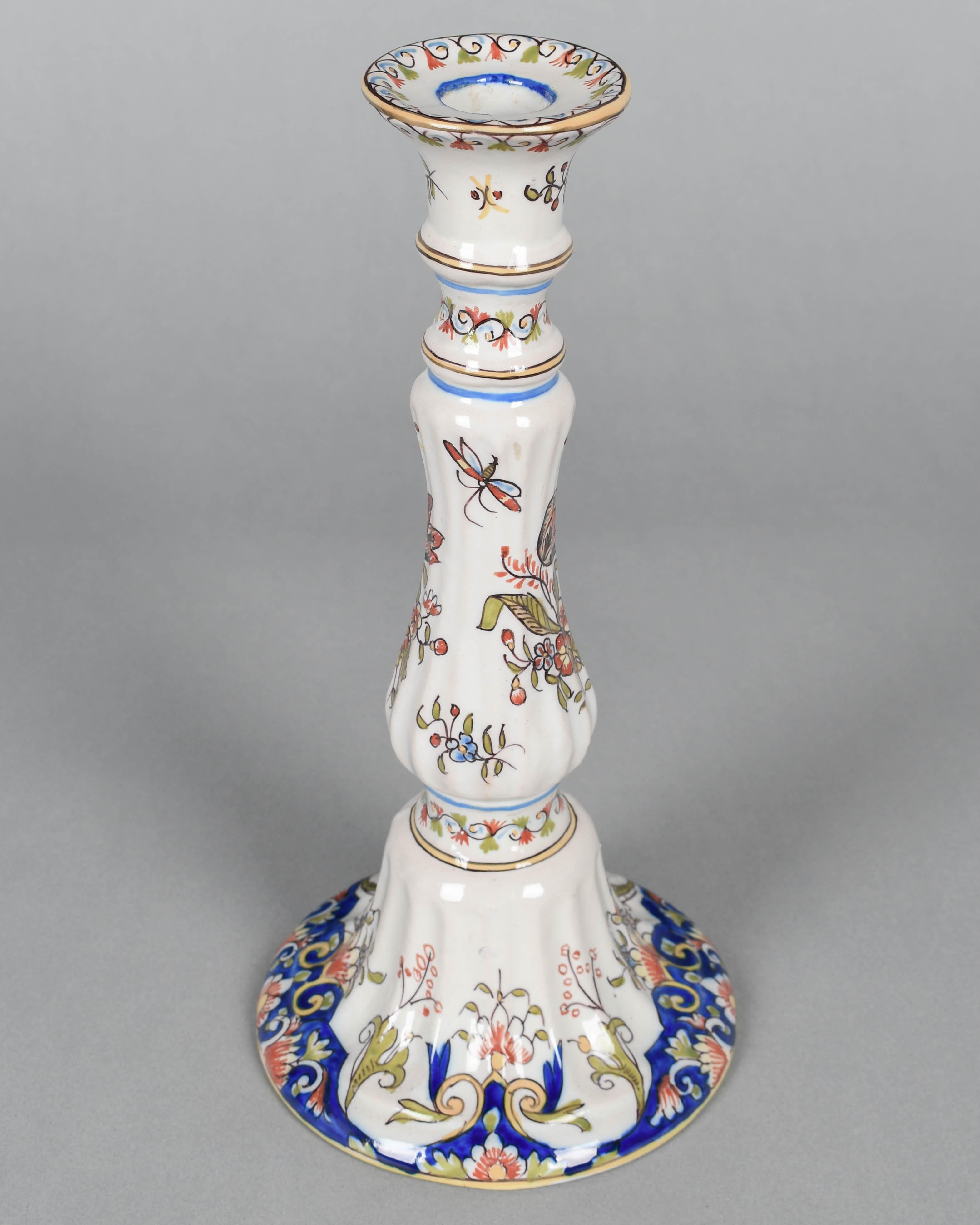 Candelero francés de loza de Desvres Bellas artes en venta