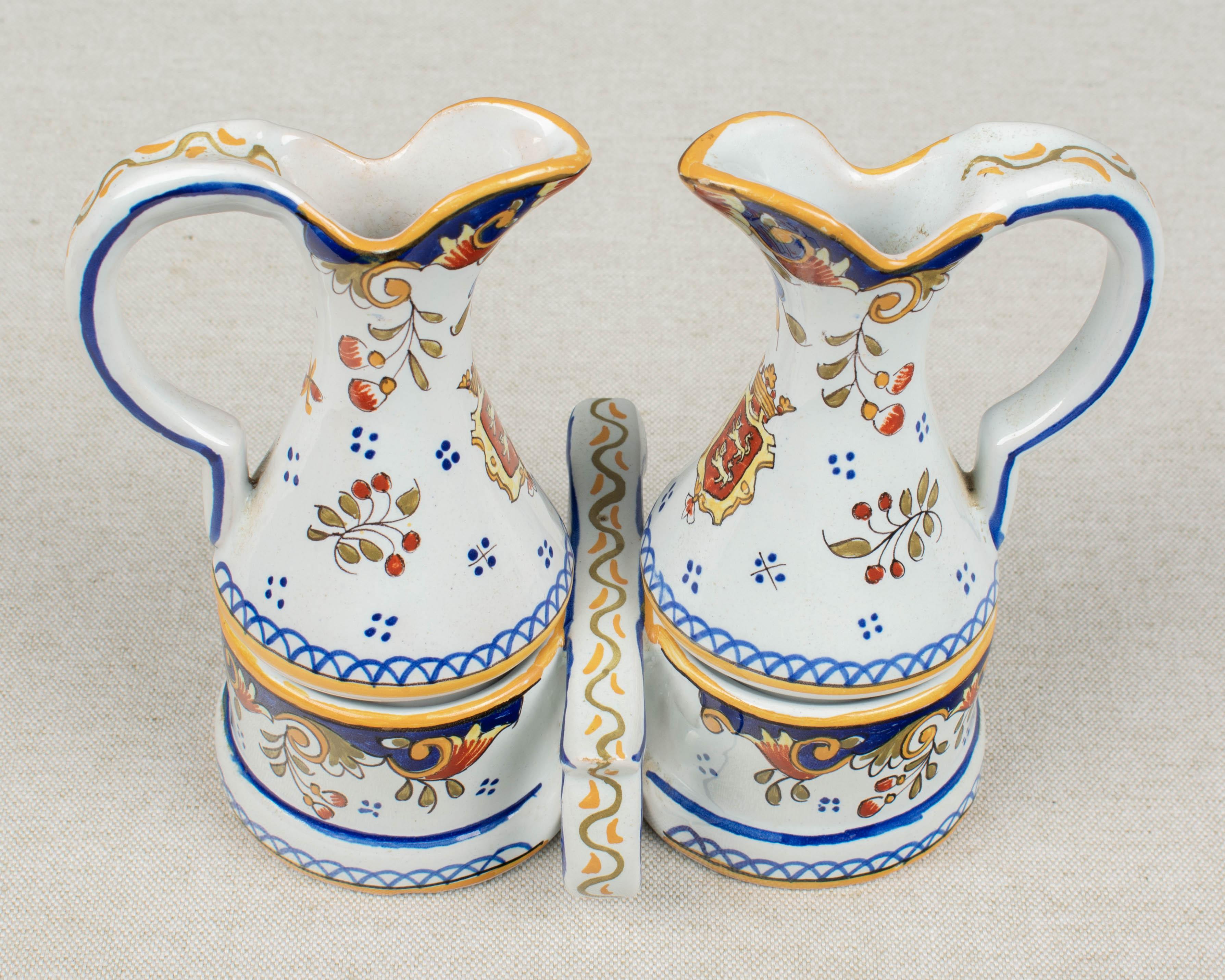 French Desvres Faience Cruet Set For Sale 5