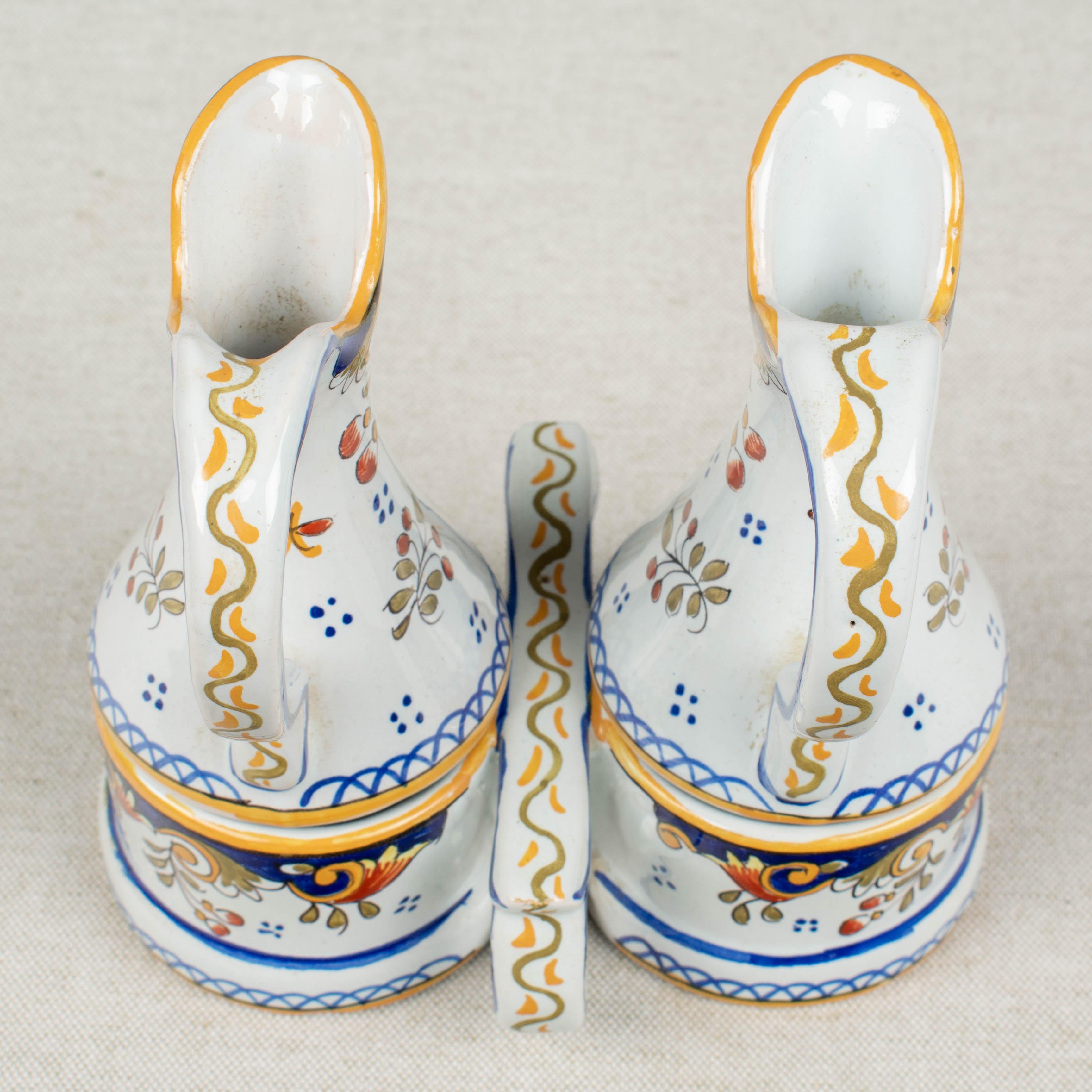 French Desvres Faience Cruet Set For Sale 6