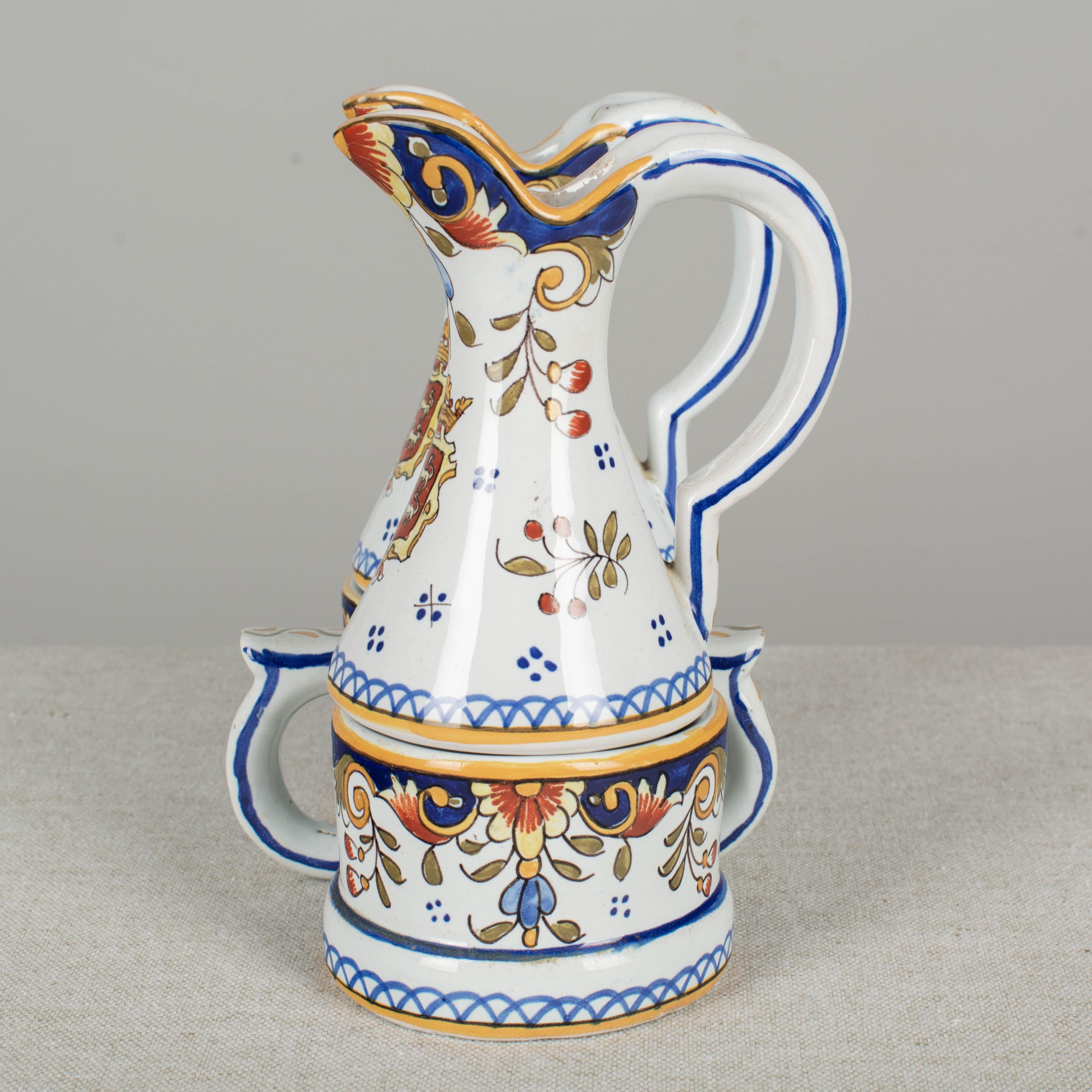 French Desvres Faience Cruet Set For Sale 1