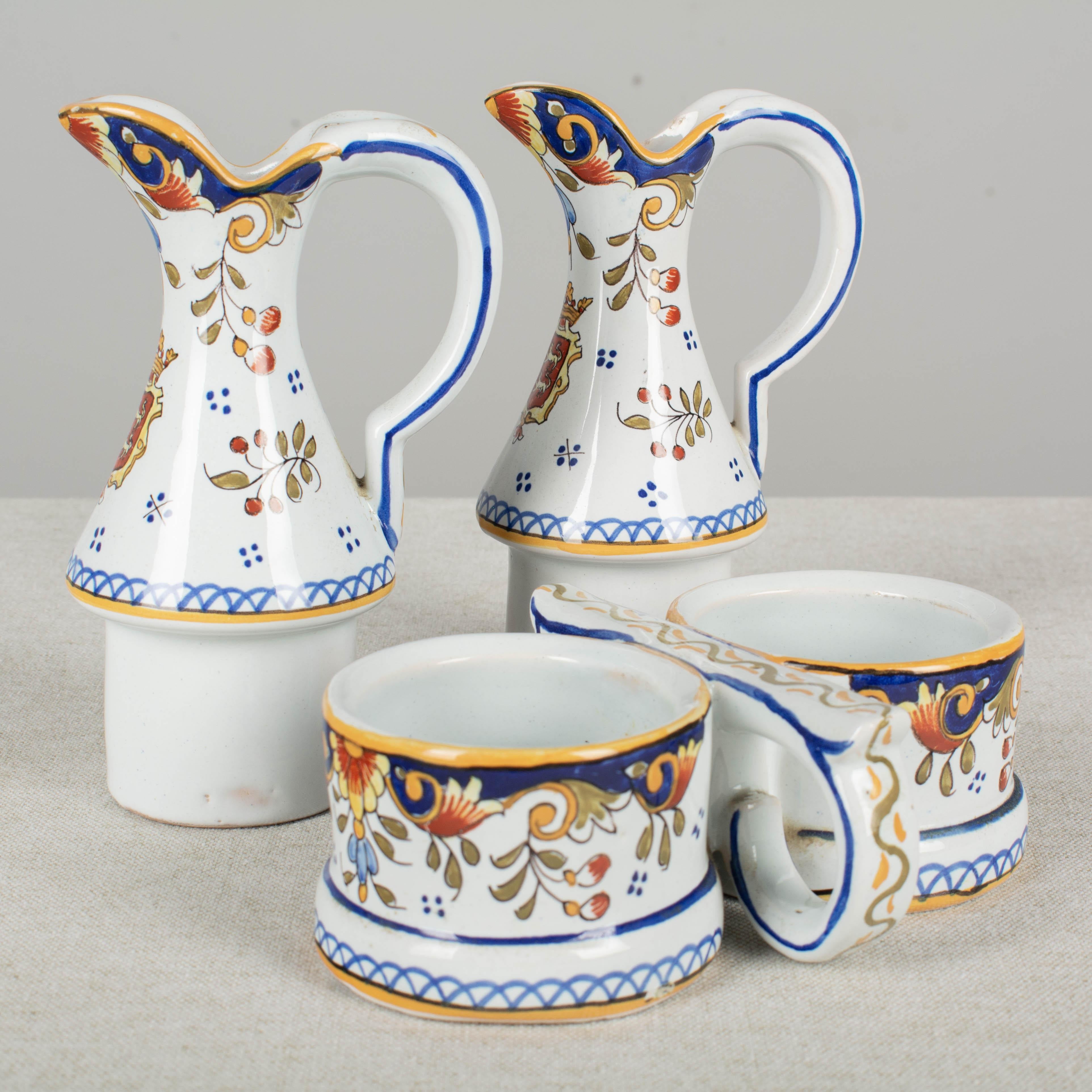 French Desvres Faience Cruet Set For Sale 2