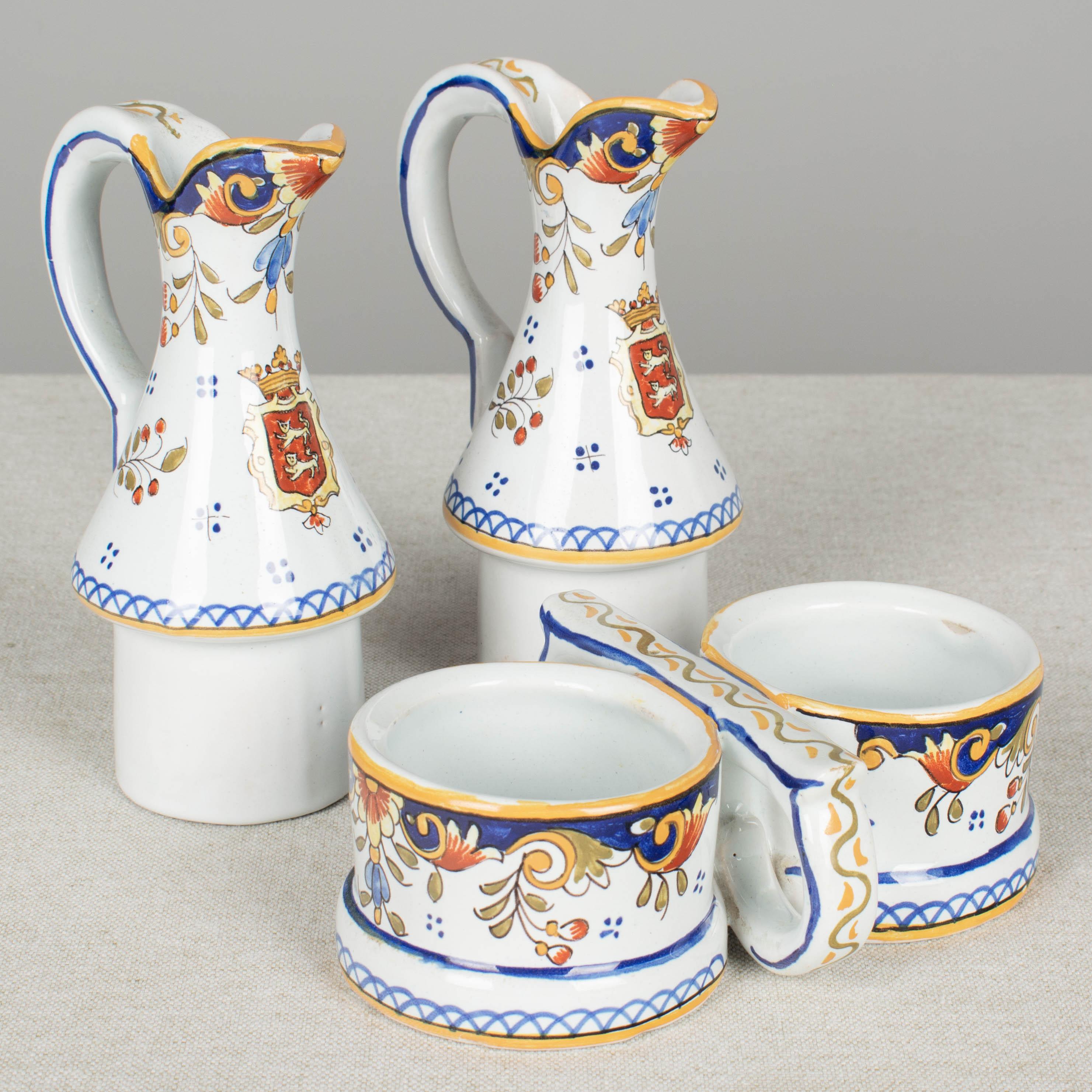 French Desvres Faience Cruet Set For Sale 4