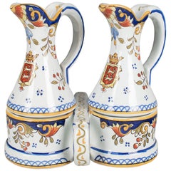 Retro French Desvres Faience Cruet Set