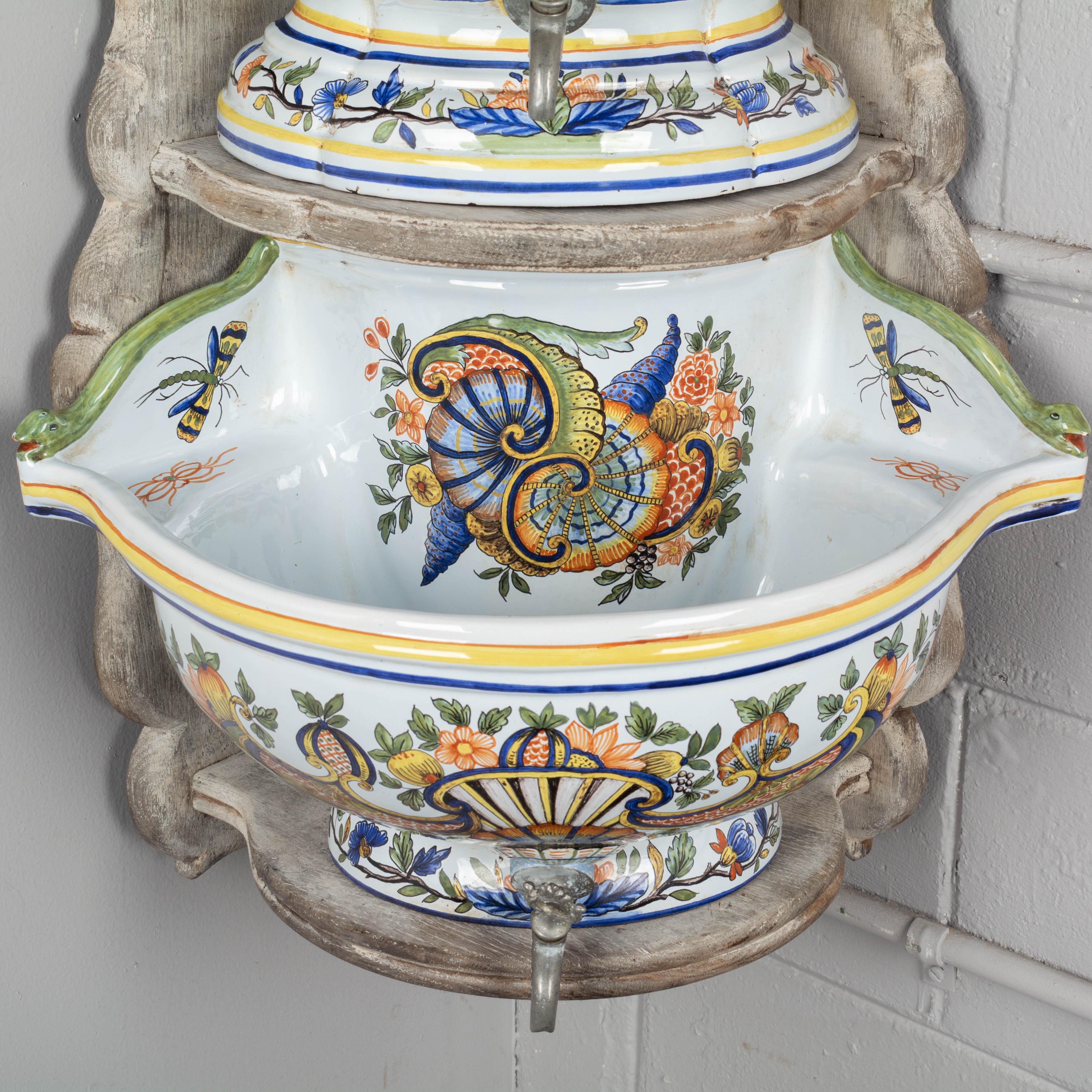 20th Century French Desvres Faience Lavabo For Sale