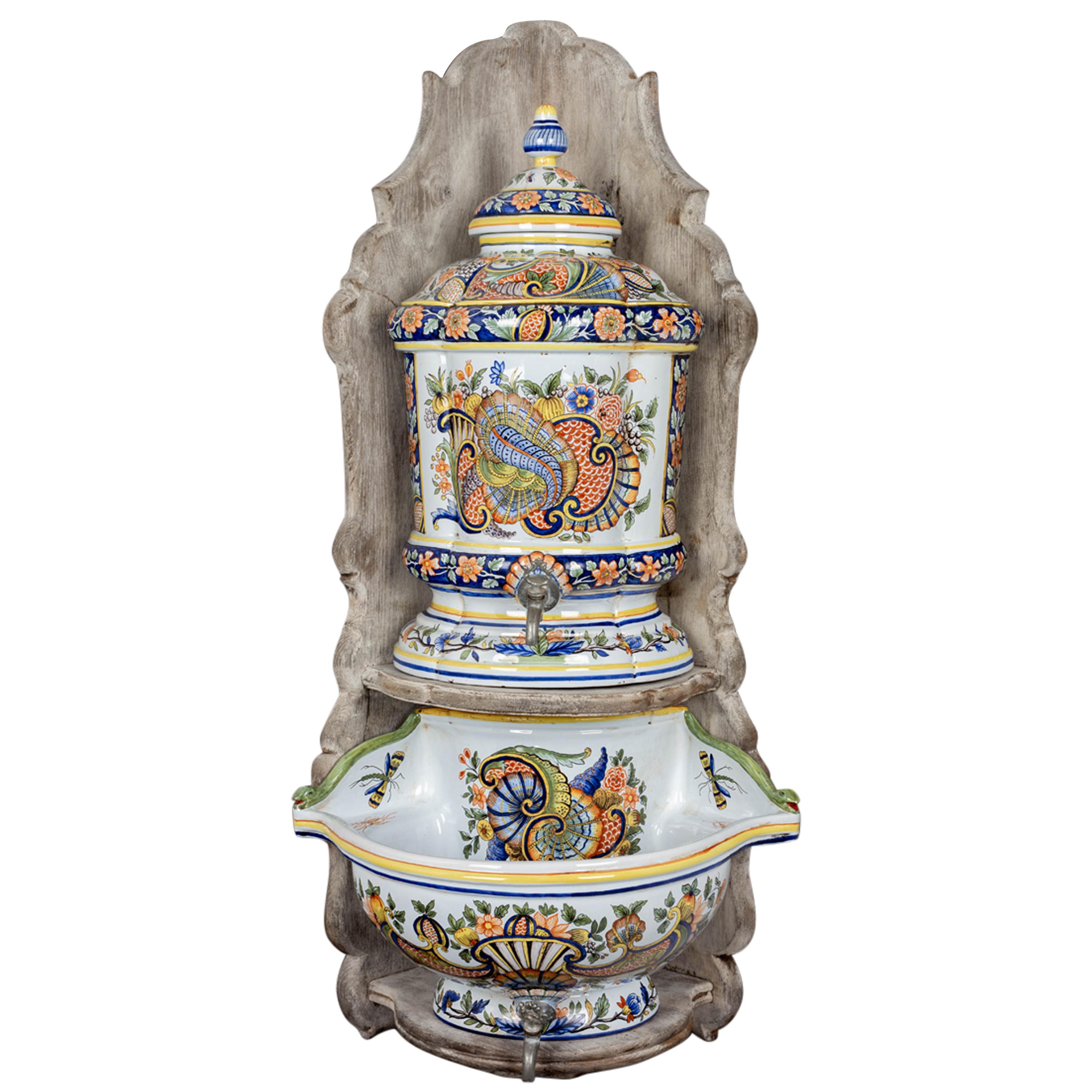 French Desvres Faience Lavabo