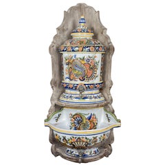 Vintage French Desvres Faience Lavabo