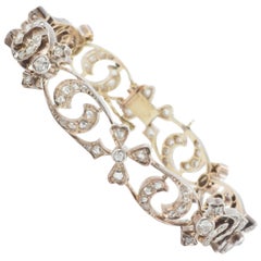 French Diamond 18k Gold Bracelet, 19th Century, Paris