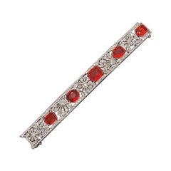 Antique French Diamond and Opal Platinum Bracelet