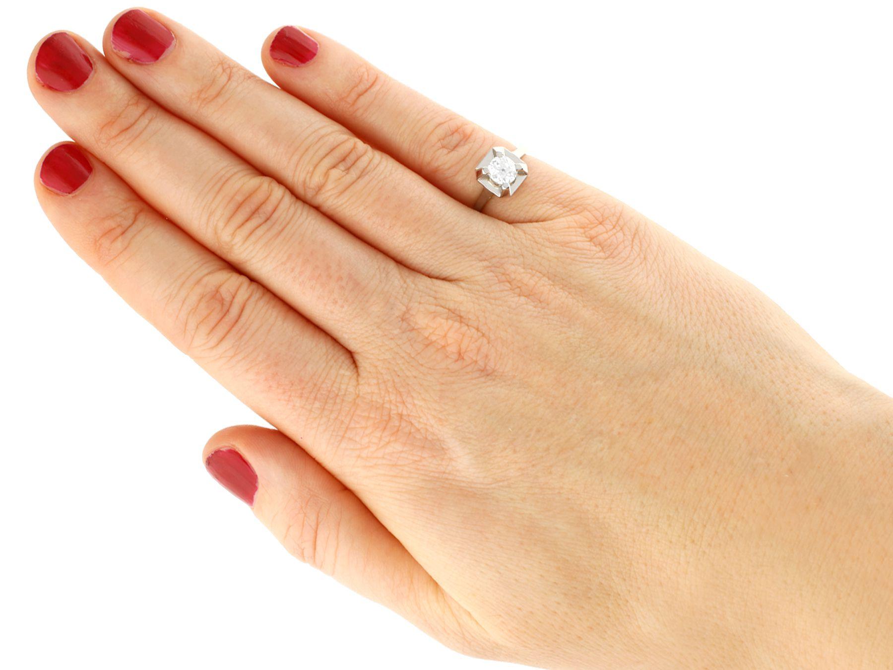 French Diamond and Platinum Solitaire Engagement Ring For Sale 1