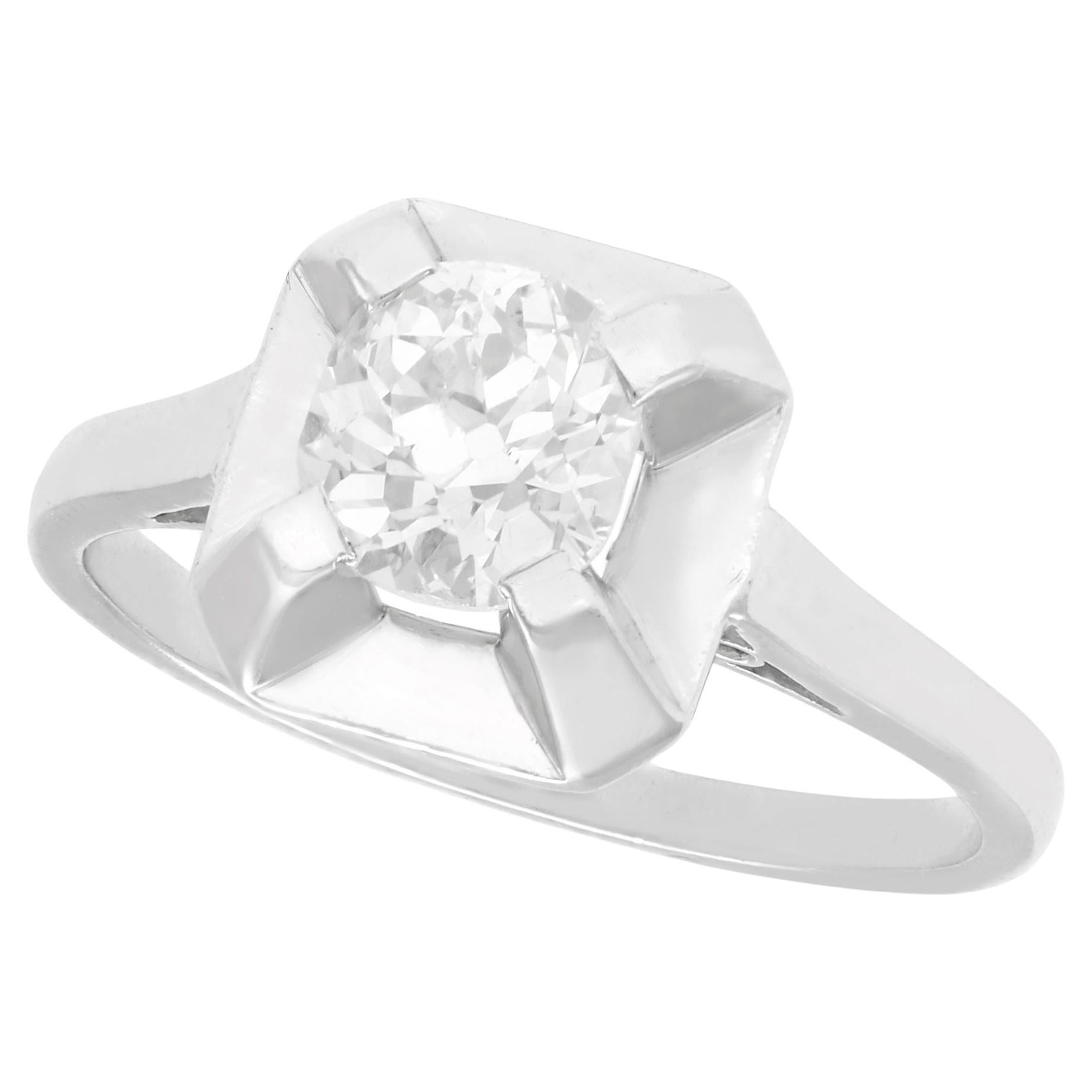 French Diamond and Platinum Solitaire Engagement Ring For Sale