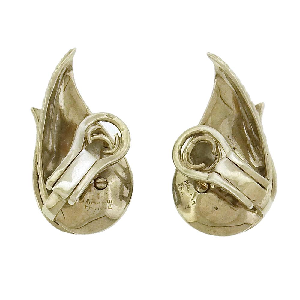 diamond french clip earrings
