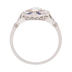 French Diamond and Sapphire Dinner Ring, circa 1920s