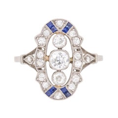 French Diamond and Sapphire Dinner Ring, circa 1920s