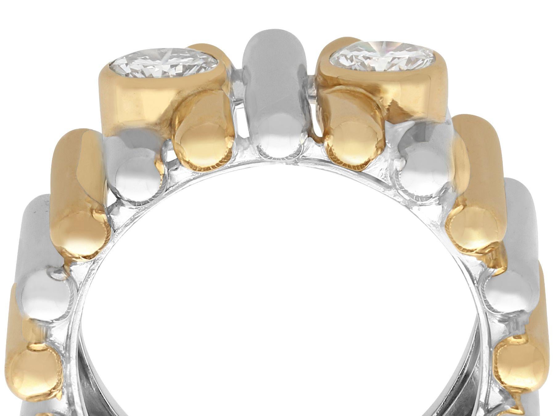 Round Cut French Diamond and Yellow and White Gold Cocktail Ring For Sale