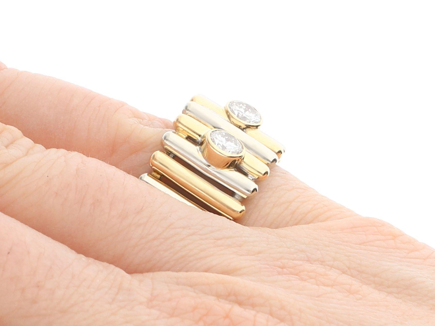 French Diamond and Yellow and White Gold Cocktail Ring For Sale 3