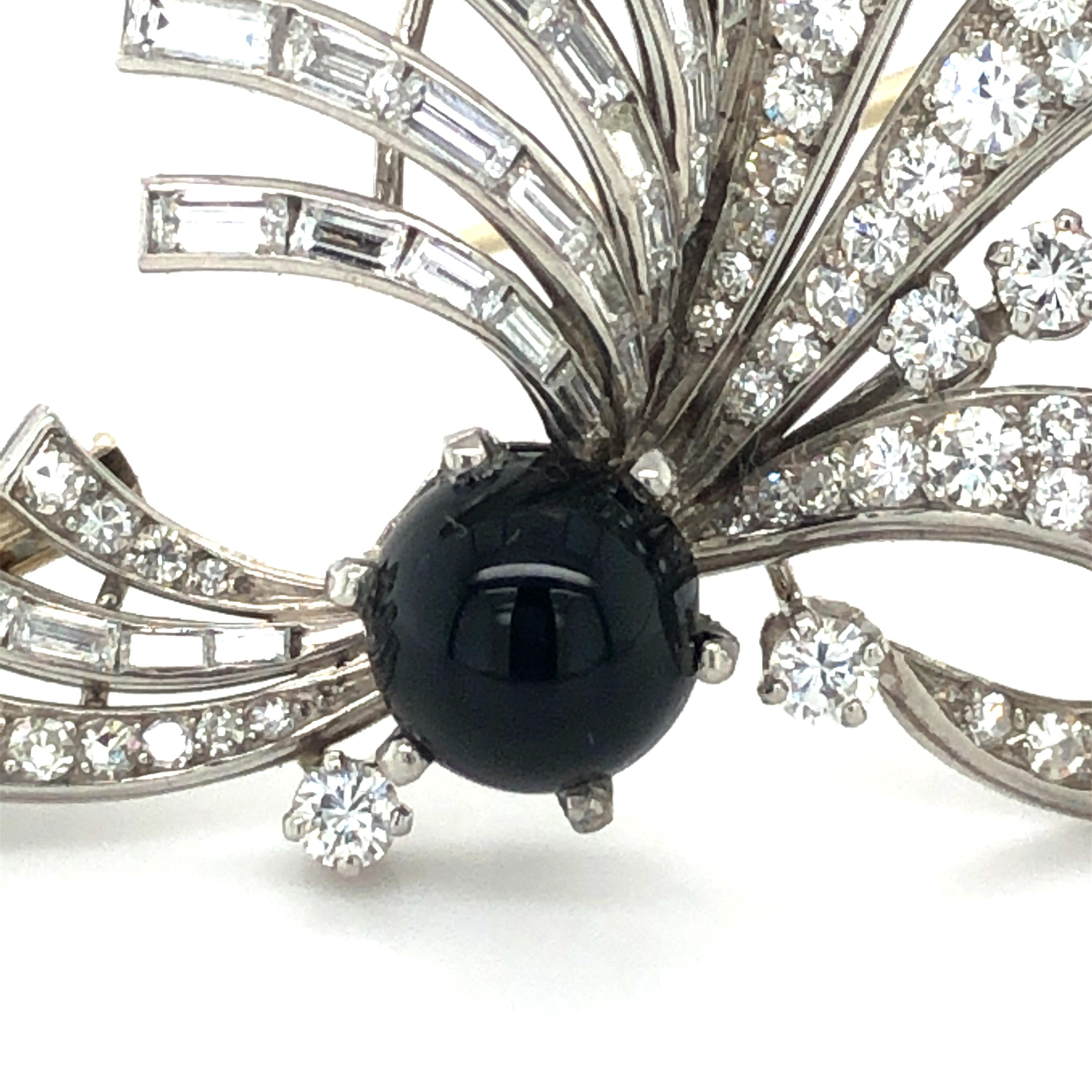 French Diamond Brooch Crafted in Platinum 950  6