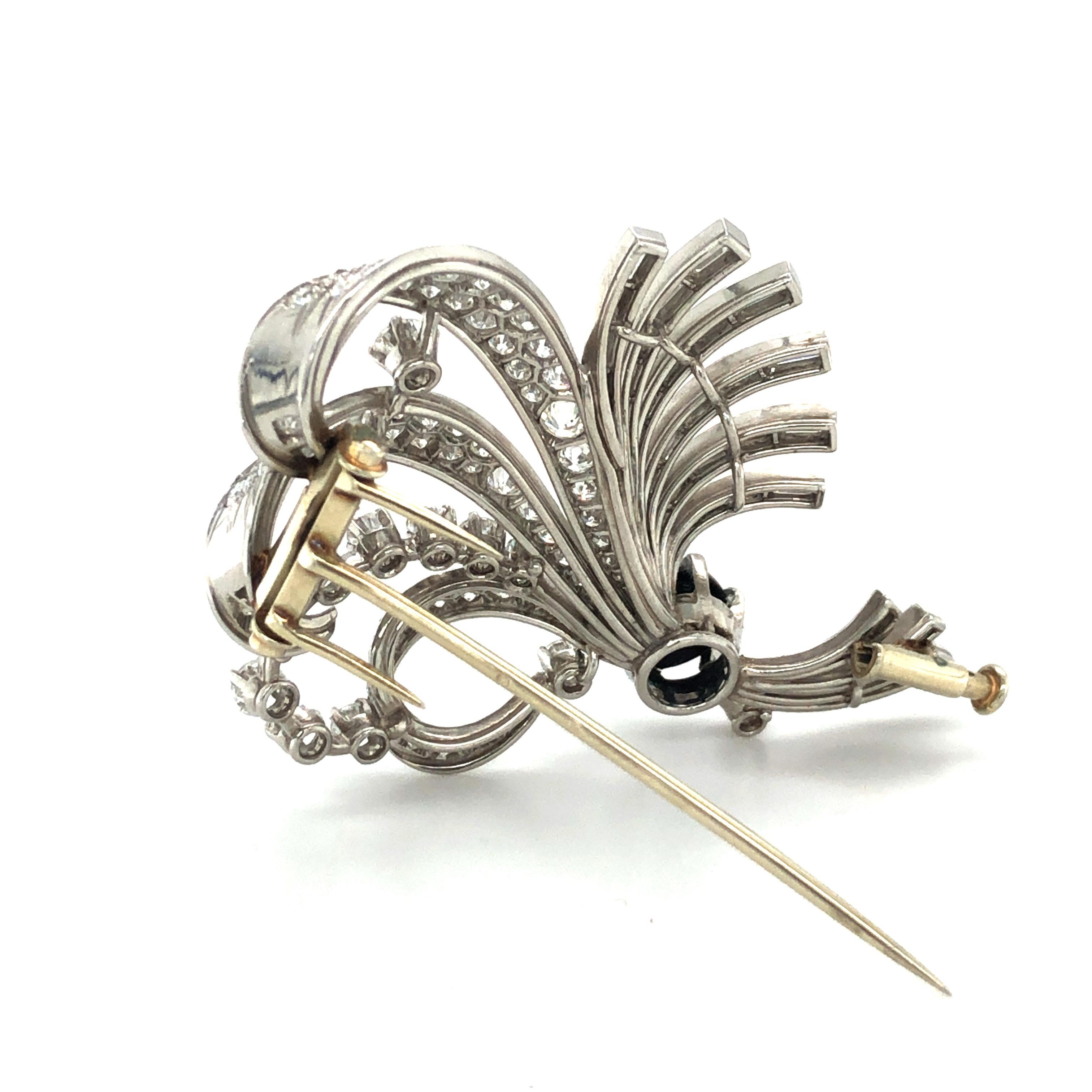 French Diamond Brooch Crafted in Platinum 950  7