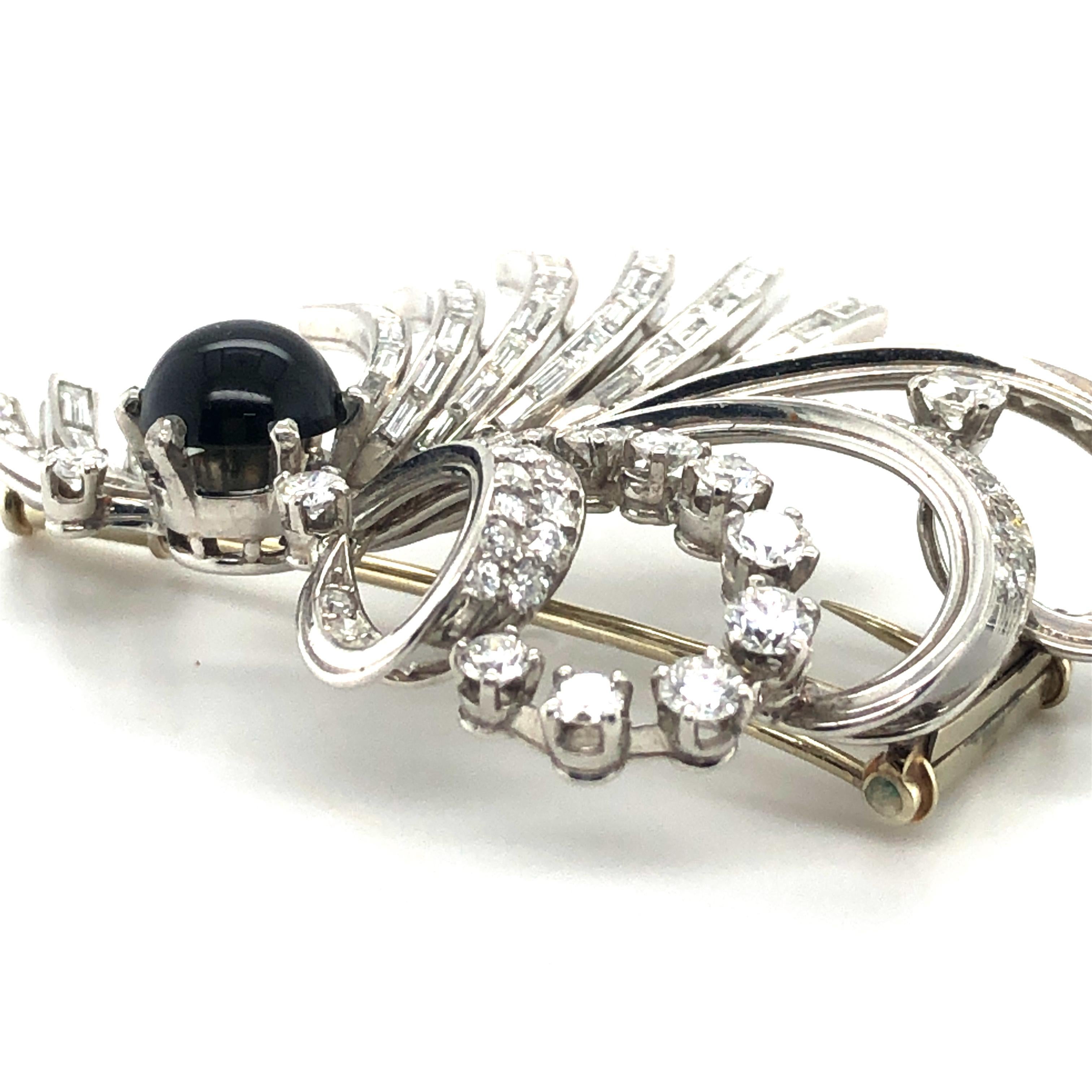 French Diamond Brooch Crafted in Platinum 950  1