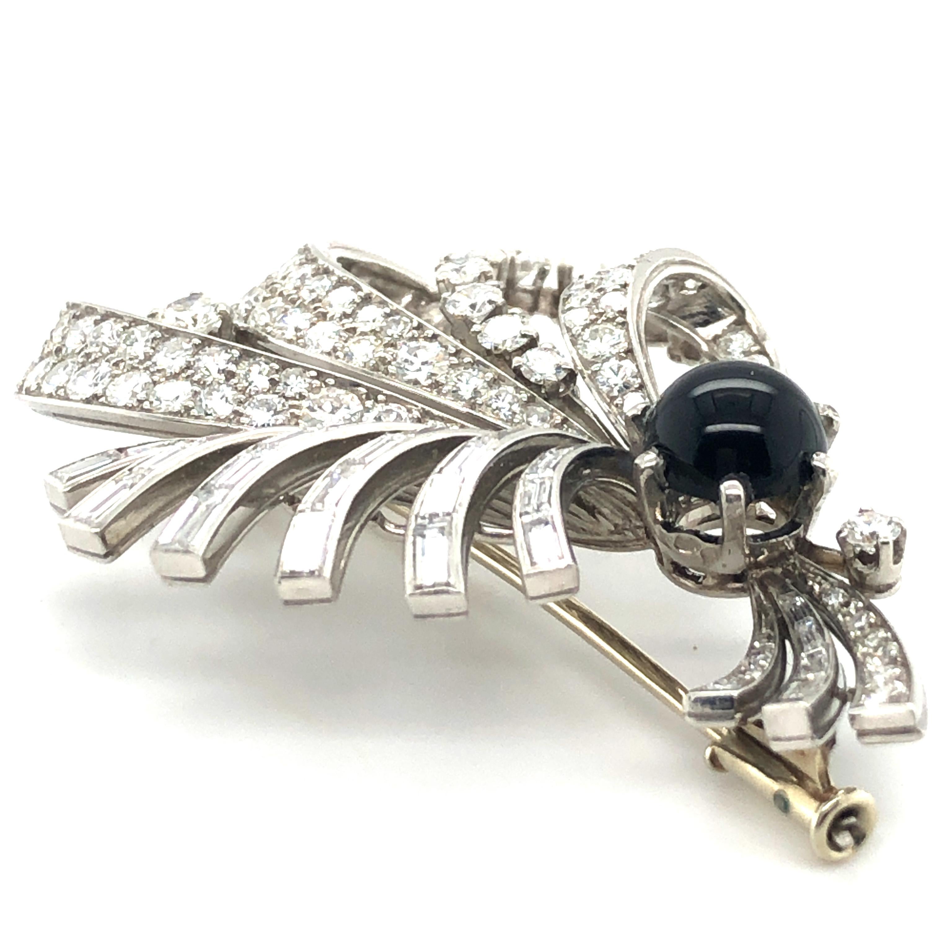 French Diamond Brooch Crafted in Platinum 950  2