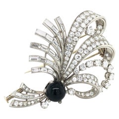 French Diamond Brooch Crafted in Platinum 950 