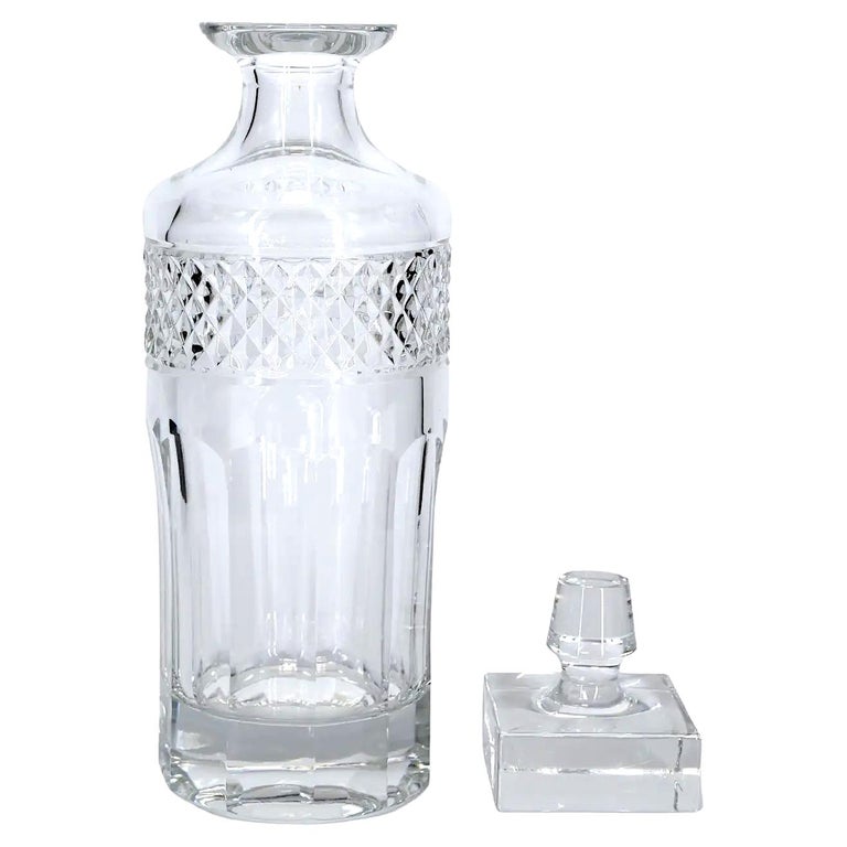 French Diamond Cut Crystal Barware Decanter For Sale at 1stDibs